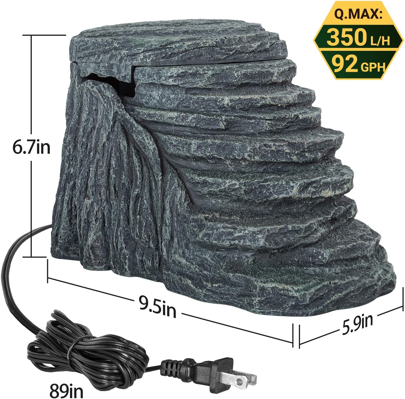 REPTIZOO Turtle Tank Filter 92GPH Aquarium Filter with Basking Platform and Climbing Ramps, Flow Adjustable Turtle Filter with 3-Stage Bio-Filtration, Quiet Aquatic Reptile Filter