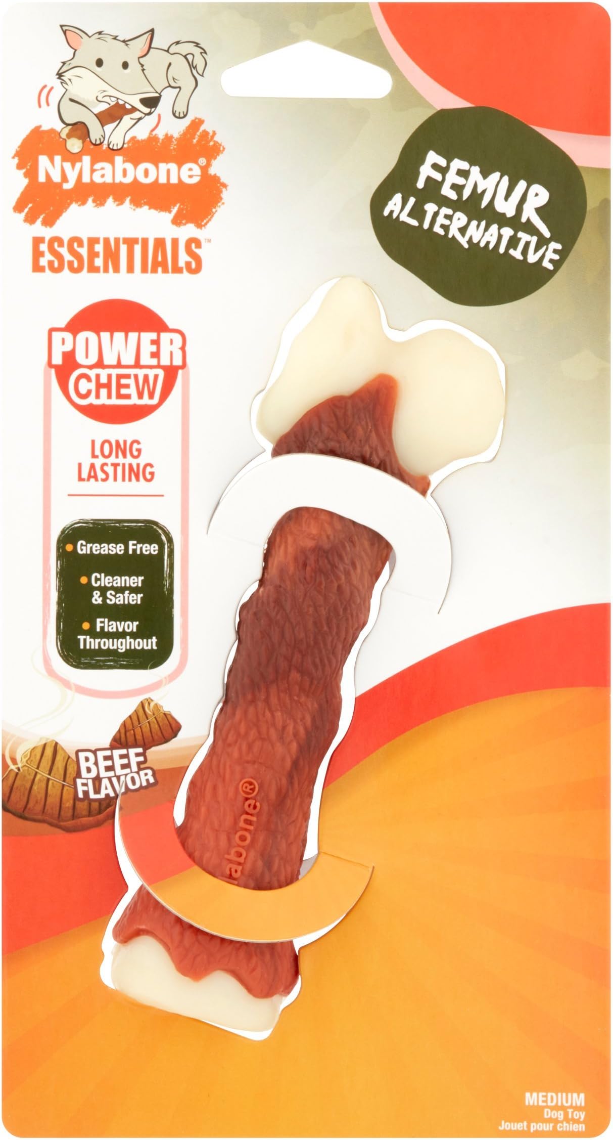 NylaboneEssentials Power Chew Beef Flavor Medium Dog Toy