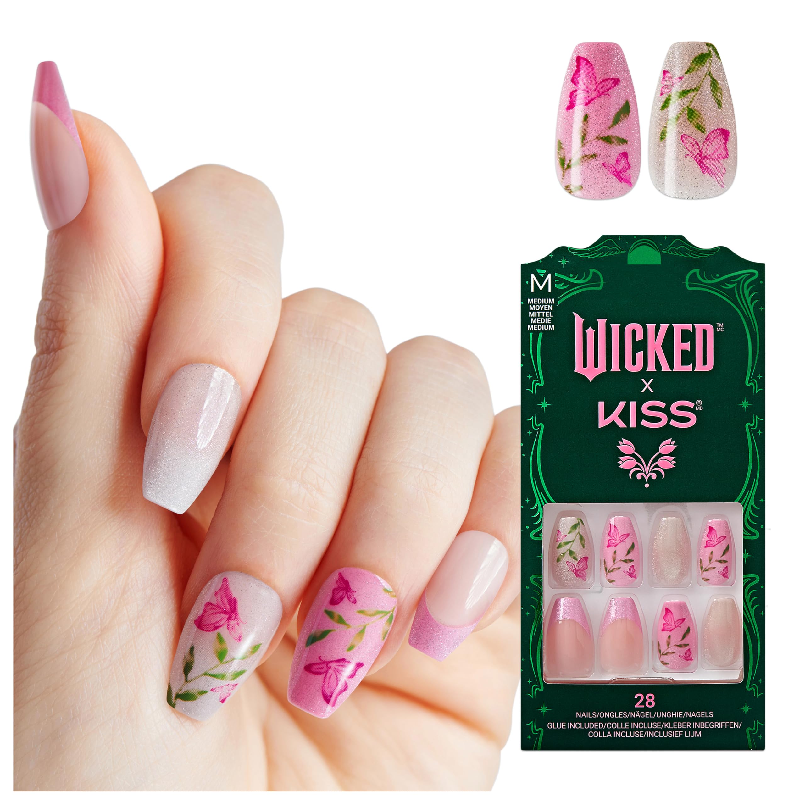 Amazon.com: WICKED X KISS Press On Nails, 'So Popular', Pink