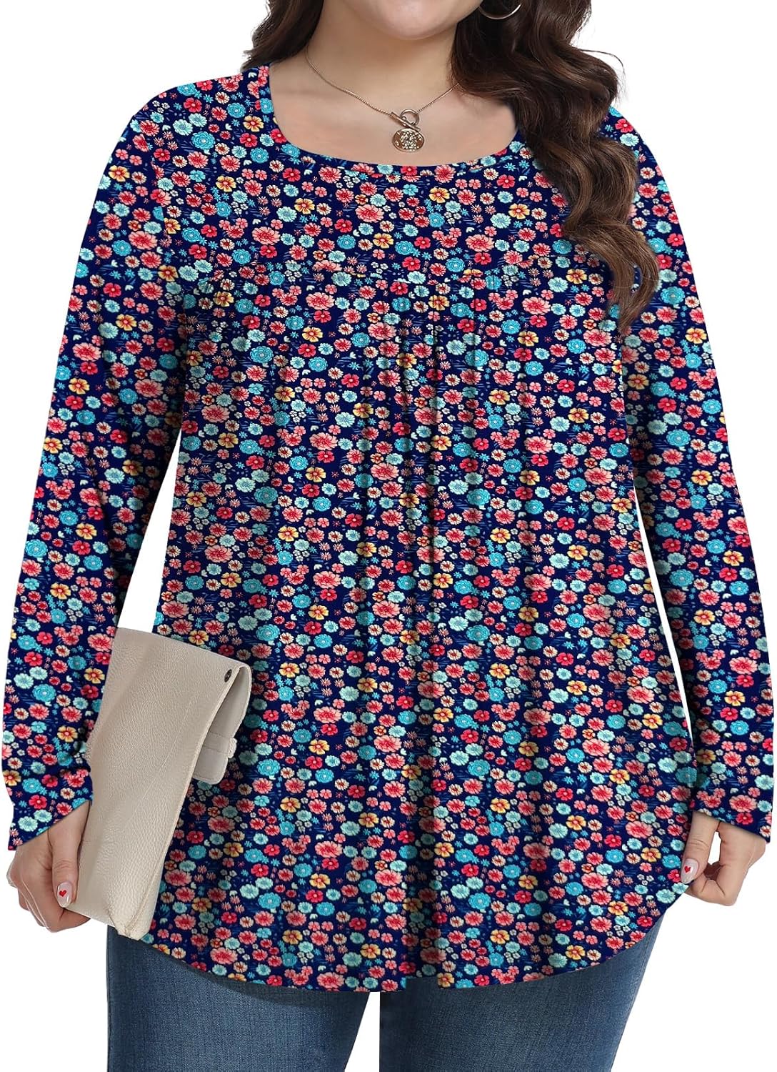 Womens Plus Size Tops Long Sleeve Shirts 2025 Fall Tunic Blouses 1X-5X - Image 2