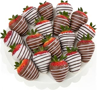 AGiftInside 18 Fun Size Berry Bites: Milk, Dark & White Chocolate Covered Strawberries - Fresh Gift Box