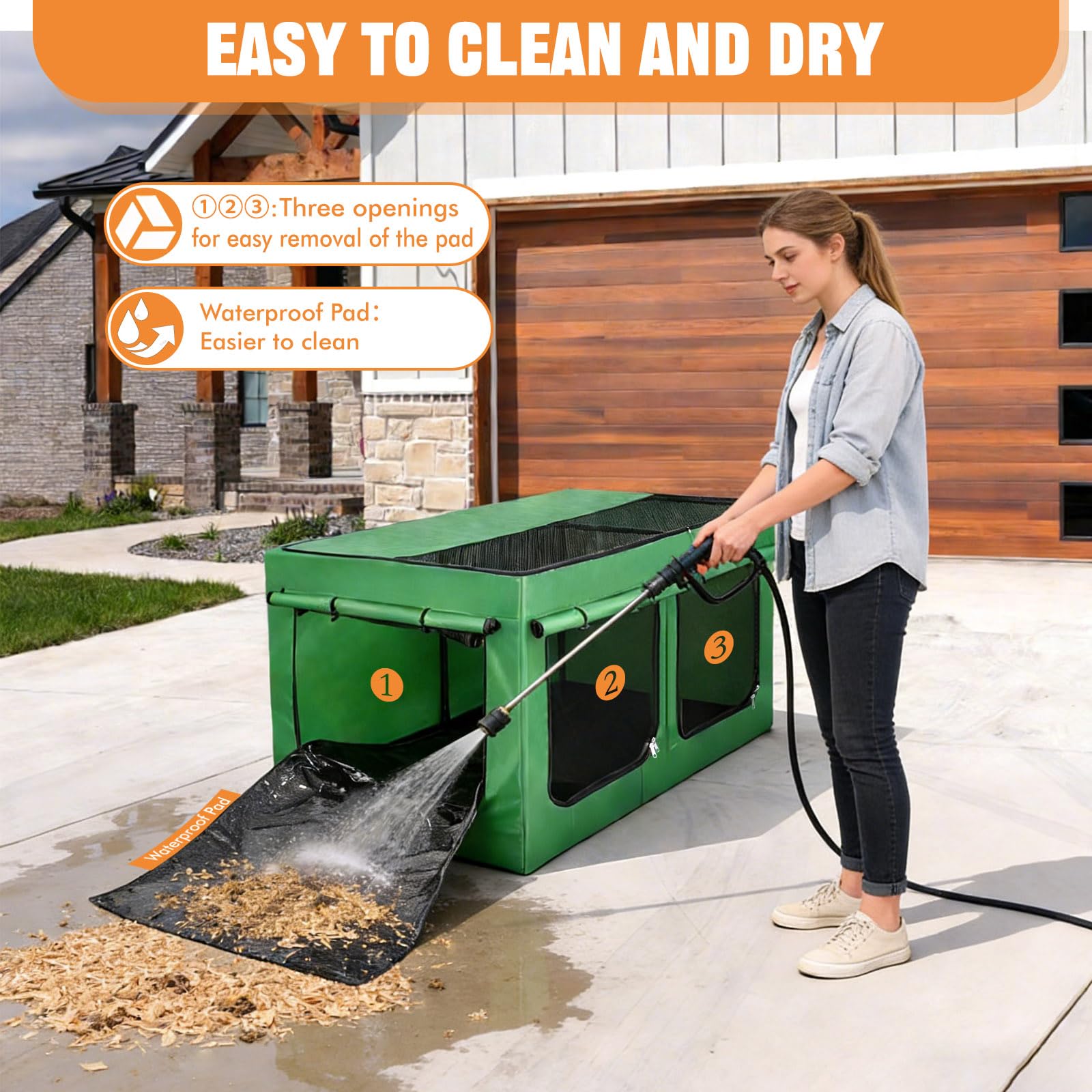 Brooder Box for Chicks, Chicken Run Large Chick Starter Kit Portable Brooding Pen with Breathable Mesh&Waterproof Pad Outdoor Indoor - 5