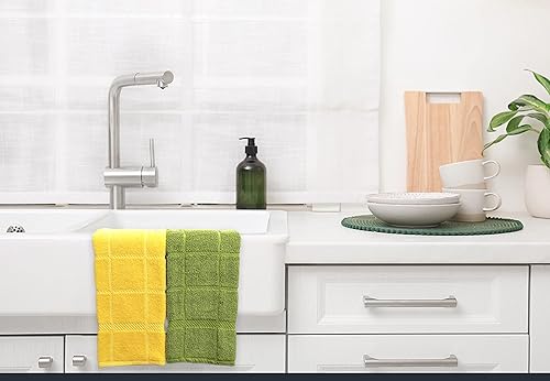 Miniatura 6 de Toallas de cocina de rizo de 100 % algodón, paquete de 4 unidades, sólidas, 16 x 26 pulgadas, toallas de cocina súper suaves y absorbentes,