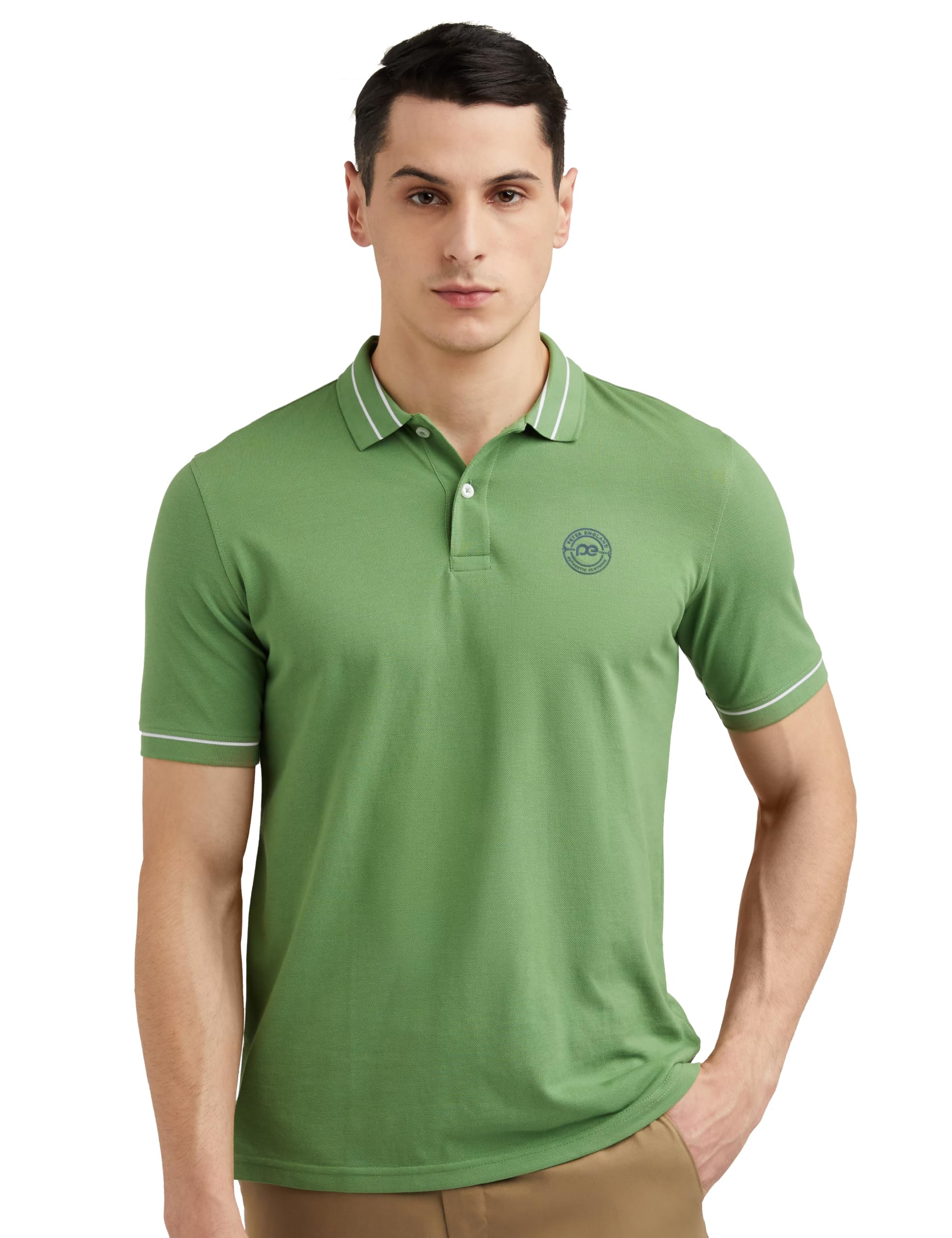 Men's Regular Fit Insignia Half Sleeve Polo T-Shirt | Cotton Rich | Premium Pique Weave