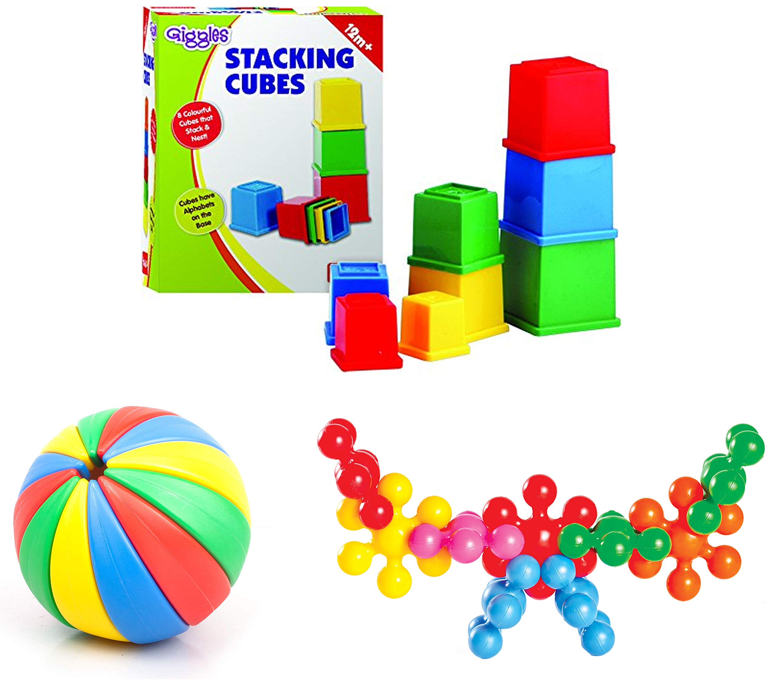 Funskool Giggles Stacking Cubes Multi Color And Activity Ball