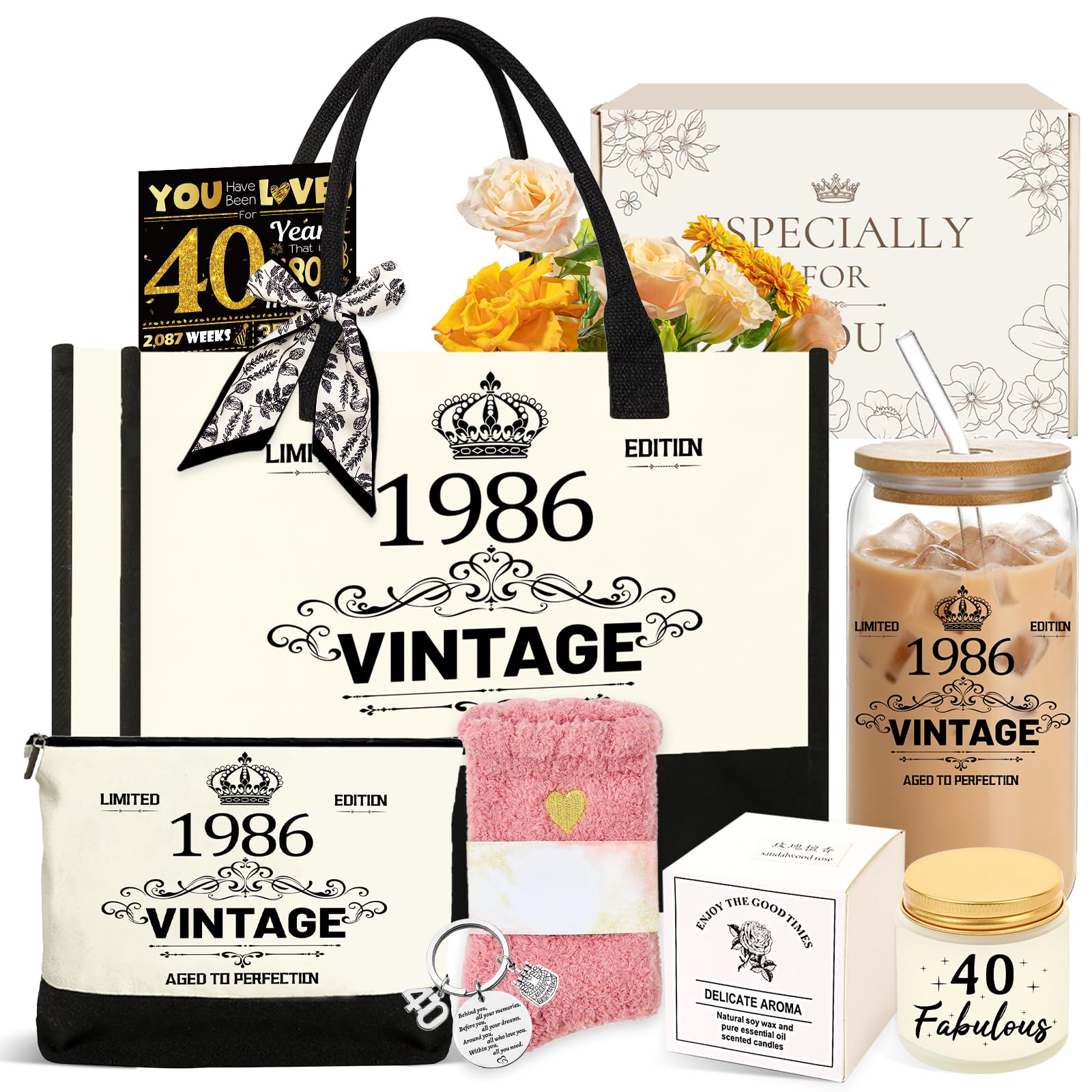 30/40/50/60 Cumpleaños Mujeres, Vintage 1996/1986/1976/1966 Set de regalo Mujer, Personalizados 30/40/50/60 Cumpleaños Regalos para Madre, Esposa, Mejor Amiga Hermana