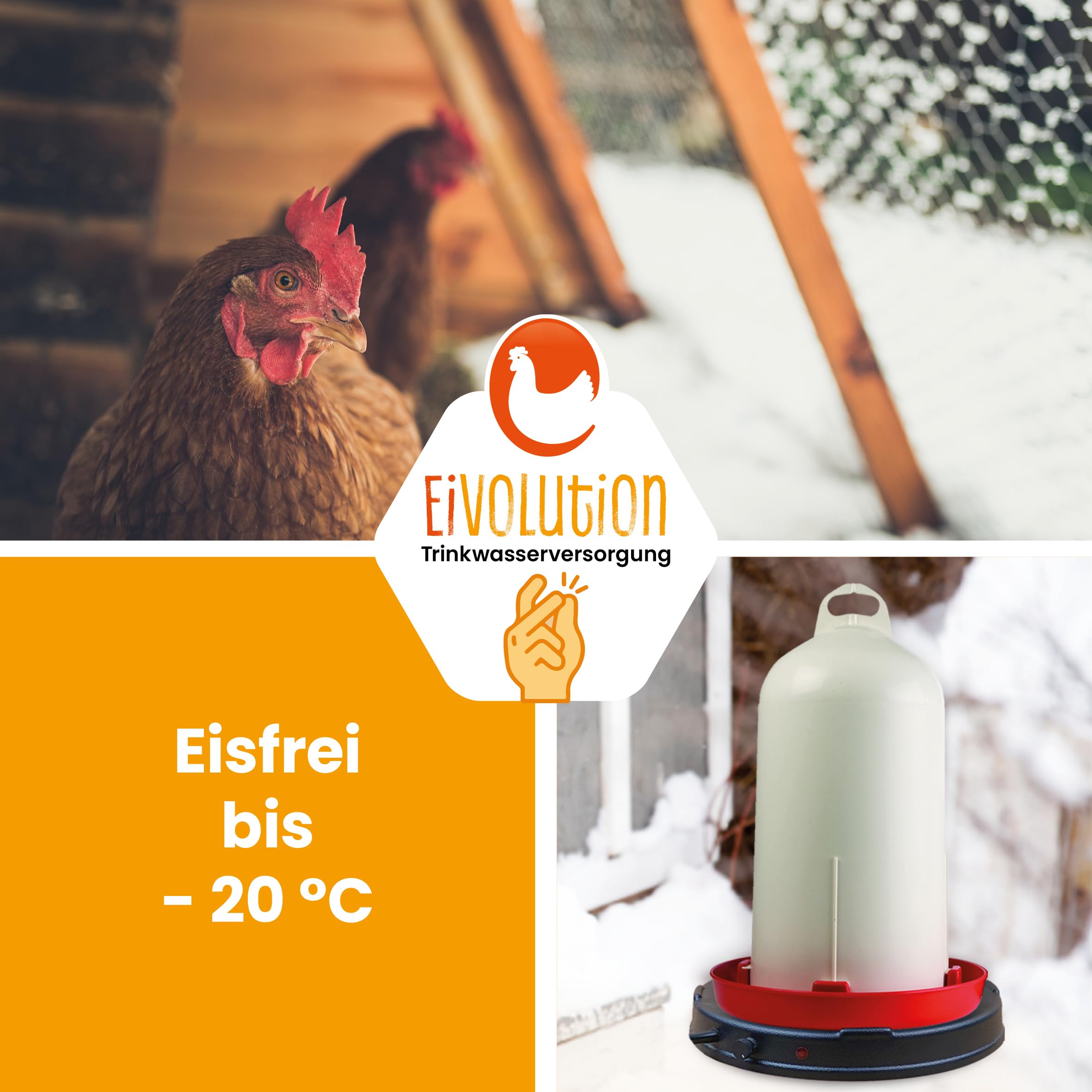 Tränkenwärmer mit Thermostat - Ø 27 cm - Stromsparende Heizplatte für Hühner,- und Wachteltränken - Exakte Temperaturregelung - Anti-Rutsch Leisten