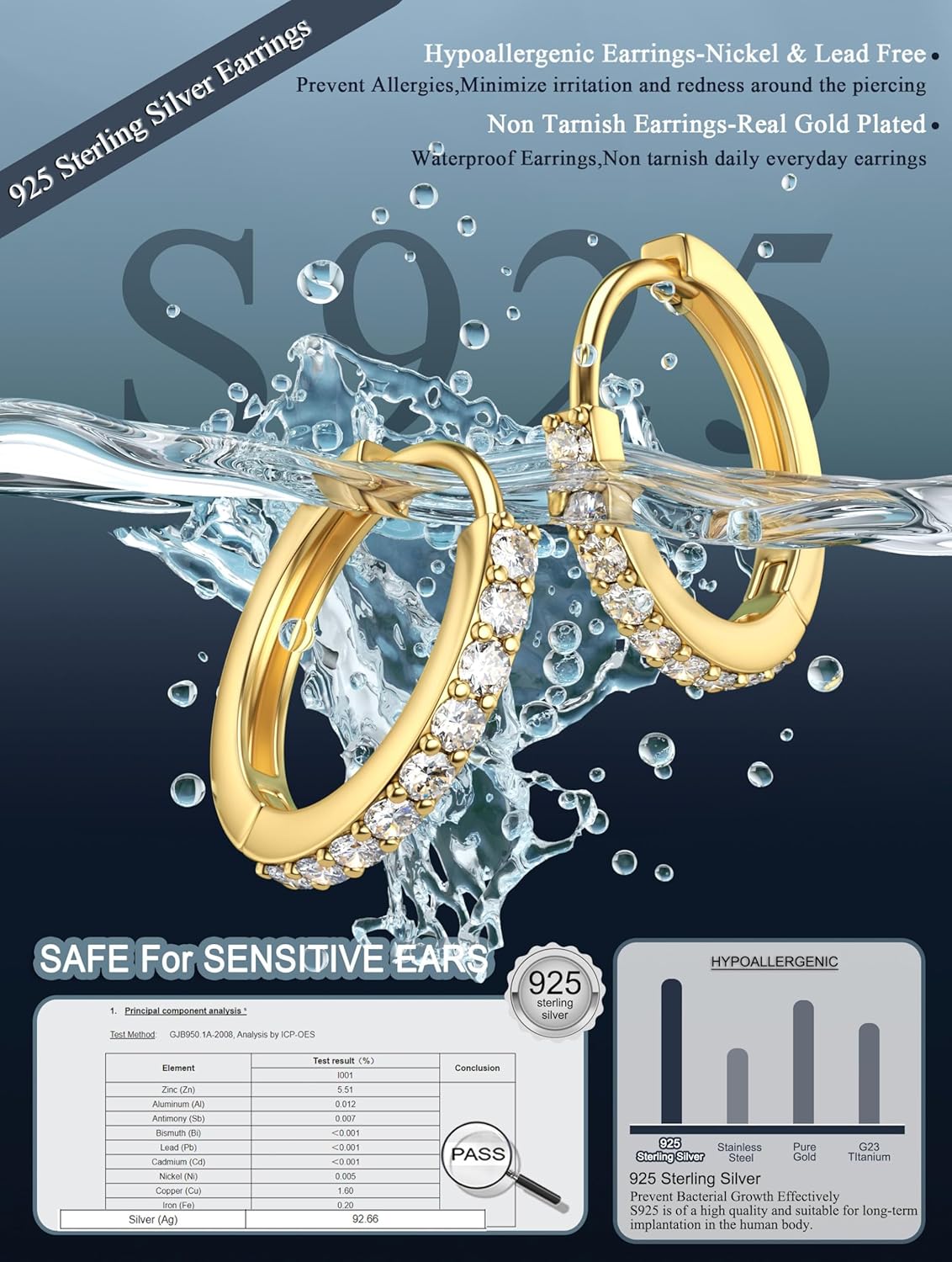 LOLIAS Stud Earrings for Women Hypoallergenic 925 Sterling Silver Earrings Studs Hoops Set Dainty Small Cartilage Earring Stacks - Image 7