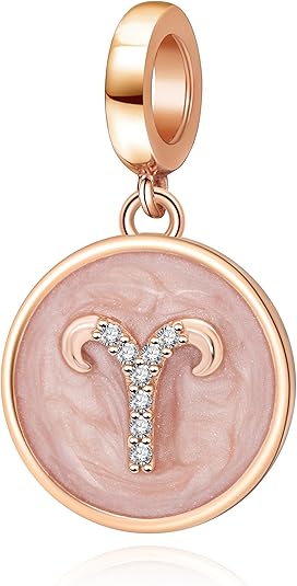 Zodiac Sign Charms Rose Gold Birthstone fit Pandora Bracelets Smart Owl 925 Sterling Silver Constellation Dangling