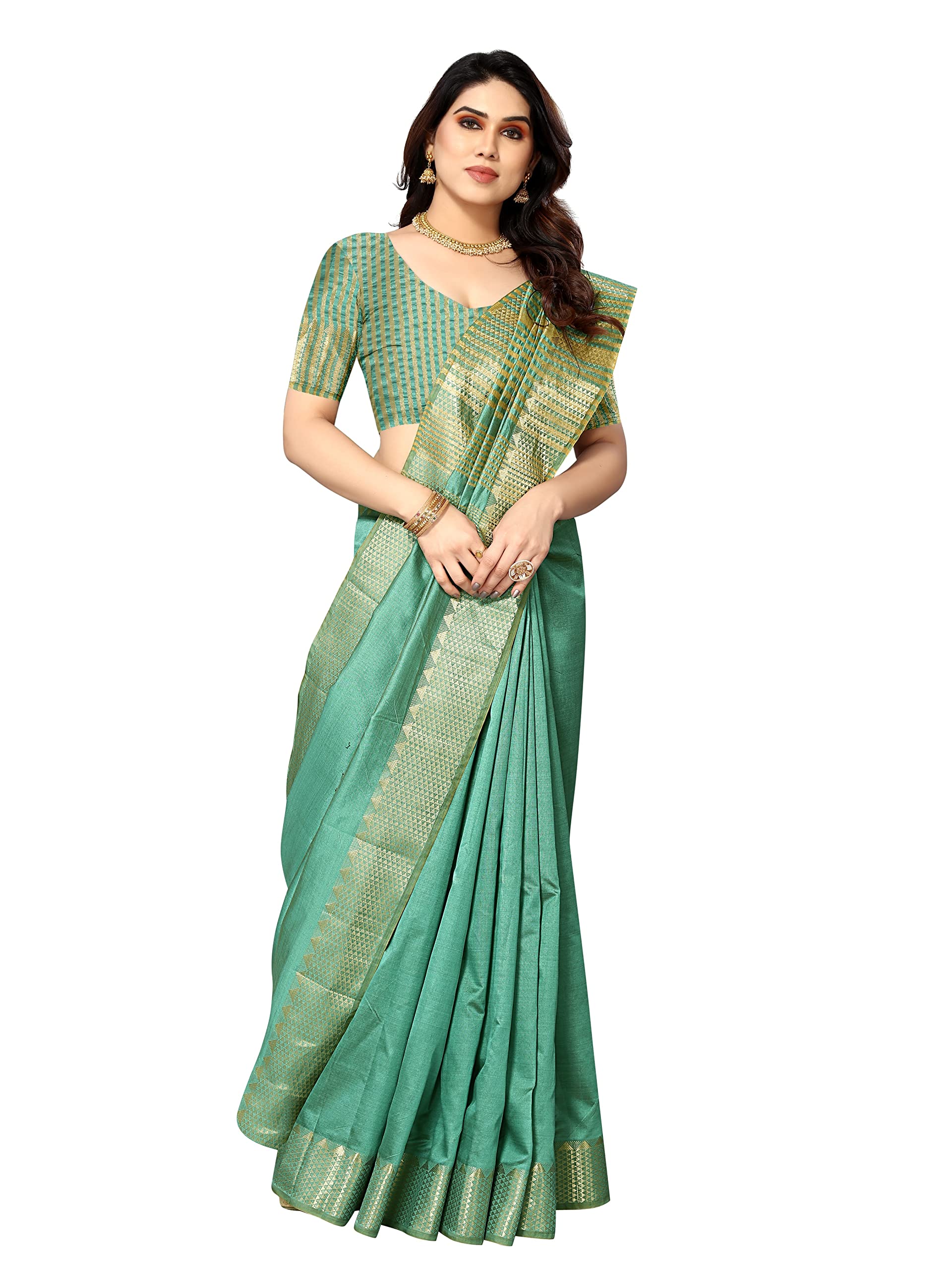 SidhidataWomen's Assam Silk Saree With Unstitched Blouse Piecee (Assam Silk)