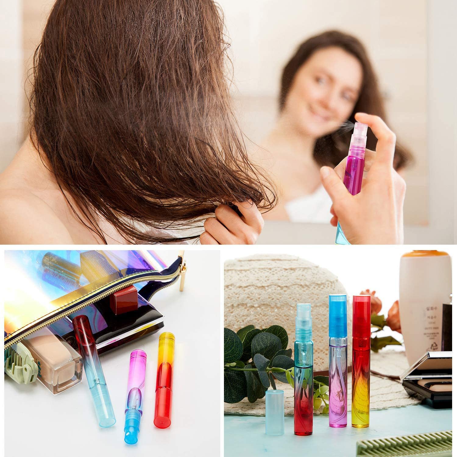 48 Pezzi 8ml Gradiente Viola Blu Bottiglie Atomizzatore di Profumo flacone spray Con Sprayer per Viaggiare Festa Appuntamento Vita Quotidiana+ 1 x imbuto