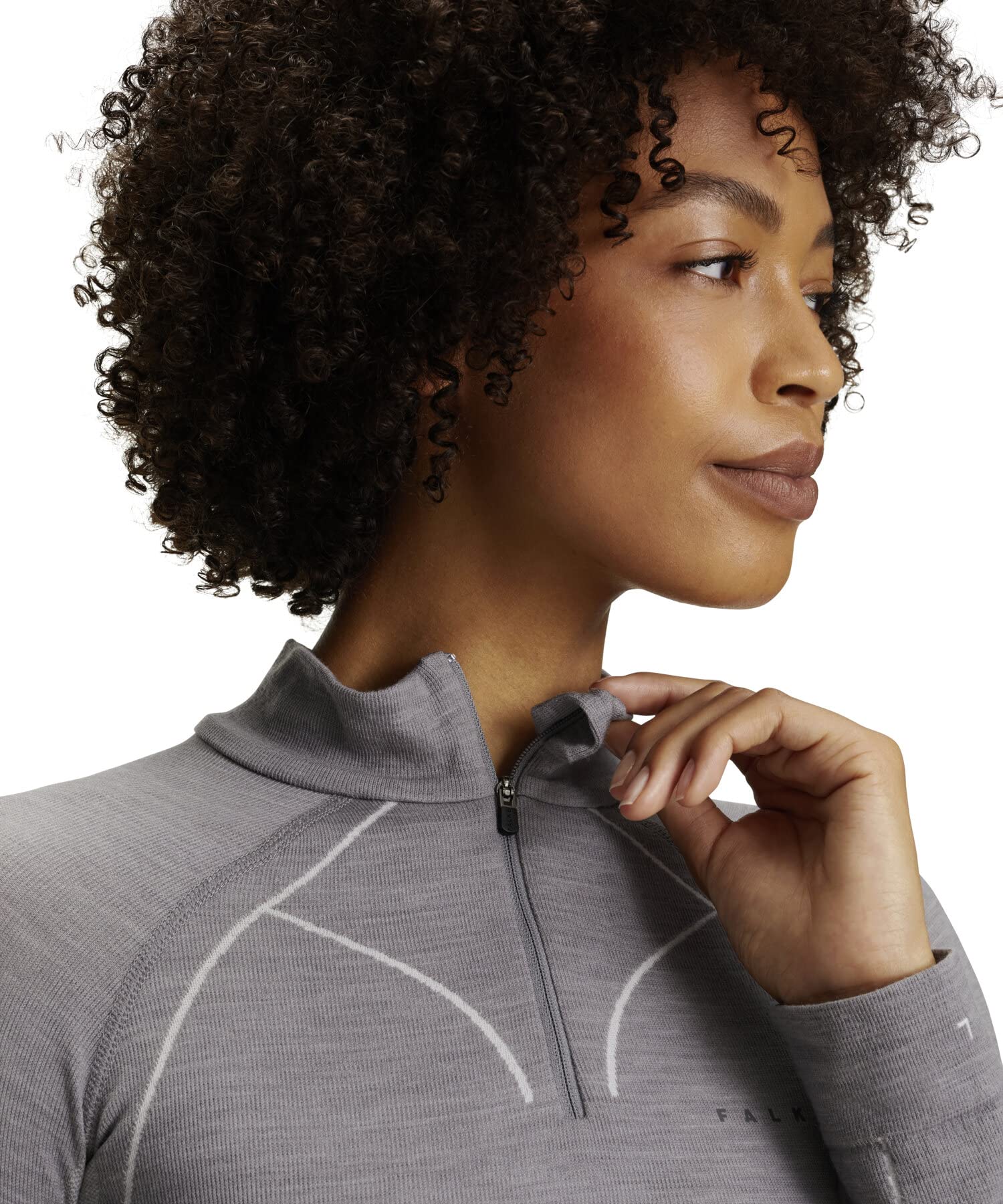 FALKE Damen Wool-Tech High Zip Neck Funktionsshirt Langarm atmungsaktiv klimaregulierend geruchshemmende Wolle Funktionsmaterial kalte bis sehr kalte Temperaturen Funktionsunterwäsche 1 Stück