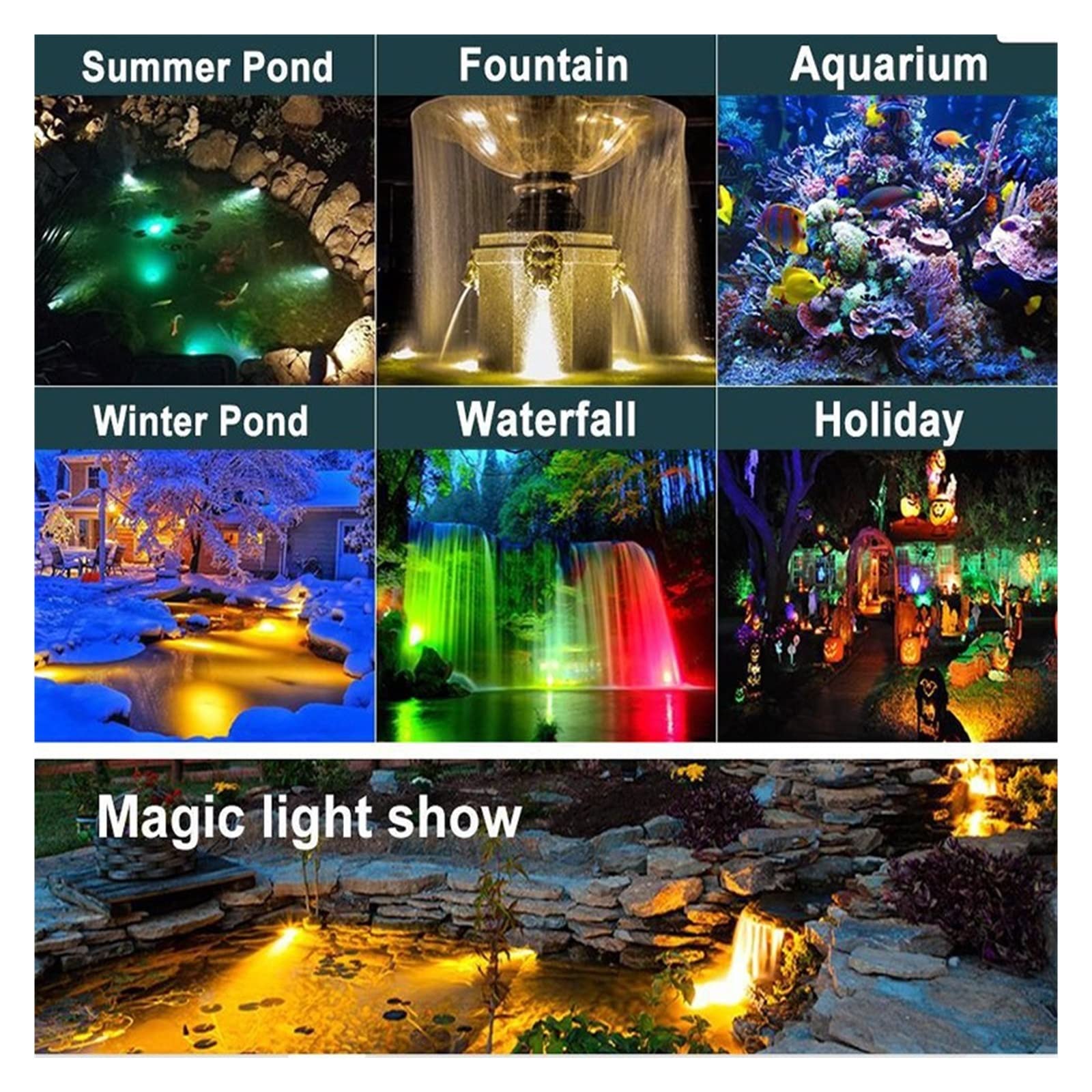 RGB piscina luces sumergible estanque IP68 impermeable bajo el agua acuario focos 36 LED jardín paisaje césped luz Bajo Consumo De EnergíA(6pcs)