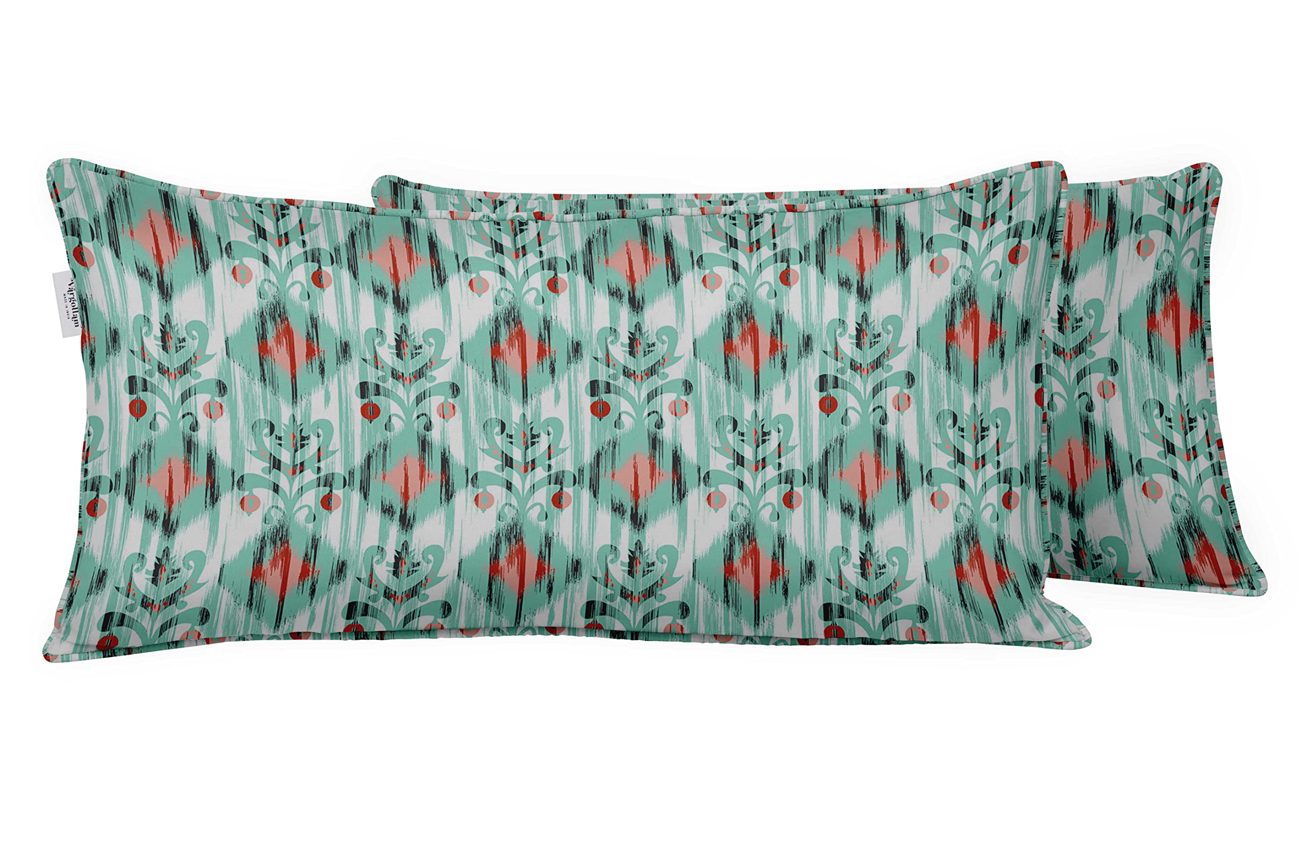 Vargottam Indoor/Outdoor Polyester Fabric Lumbar Pillow Cover with Insert, All-Weather Waterproof Rectangular Cushion for Patio Furniture, 12 x 20 Set of 2 - Ikat-44-image-16