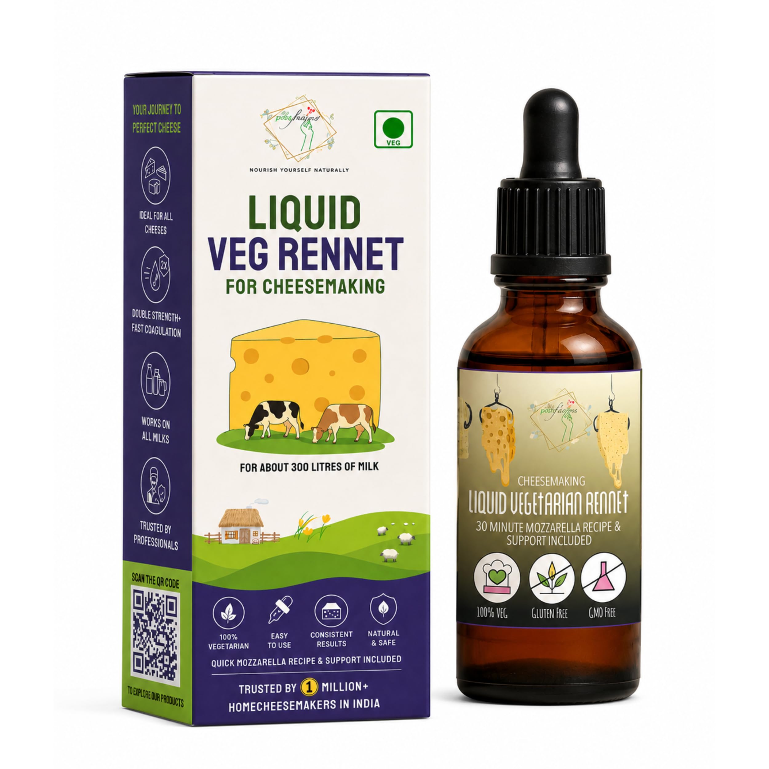 Alla's Posh Flavors Flavors Cheesemaking Liquid Veg Rennet|Measuring Pipette,Recipe For Mozzarella & Support Included|Glass Bottle Enough For 400 L Milk|Makes About 50 Kg Fresh Mozzarella-picture-28