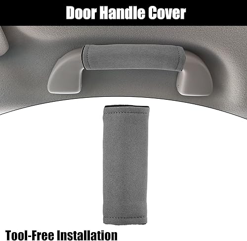 Miniatura 2 de X AUTOHAUX 2 unids Universal Car Accessories Suede Door Handle Cover Soft Car Handle Protector Gris