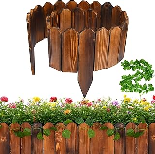 Wood Garden Fence Border Flower Bed Edging for Landscaping, PLULON Small Planting Tree Fence for Garden Lawn Yard Patio Pathway Divider Decoration 5.9 X 47 Inch