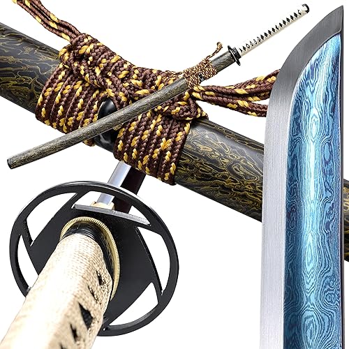 Miniatura 7 de entez Handcrafted Samurai Katana - Premium Damascus/T10 Clay Tempered Blades - Sharp Functional Japanese Swords Acero T10