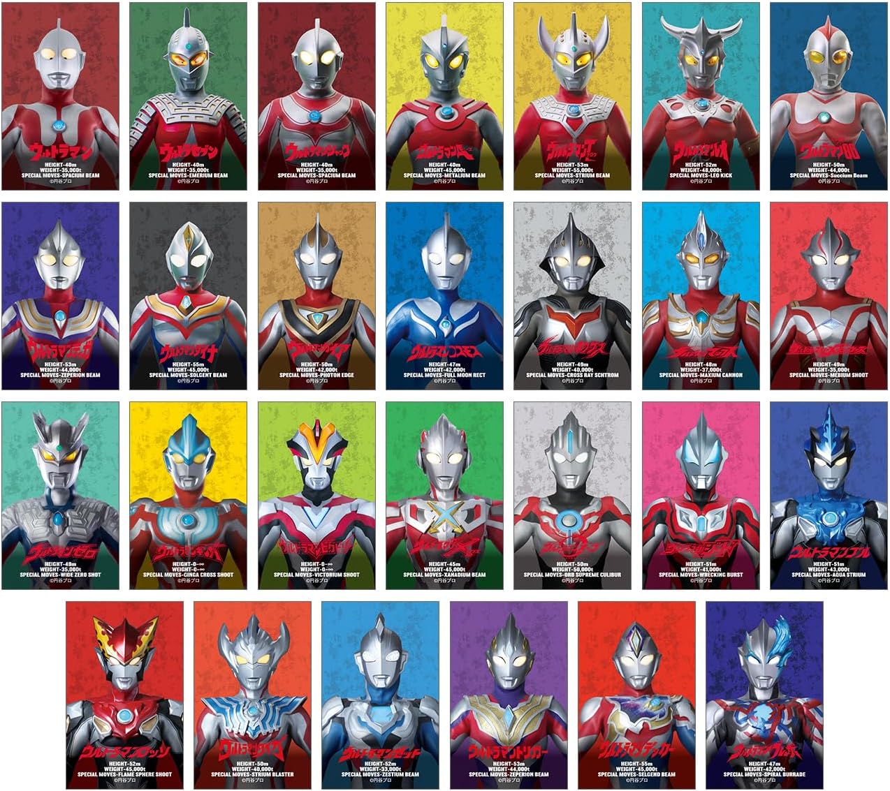 Ultraman Series Trading Illustration Sheets Box of 27