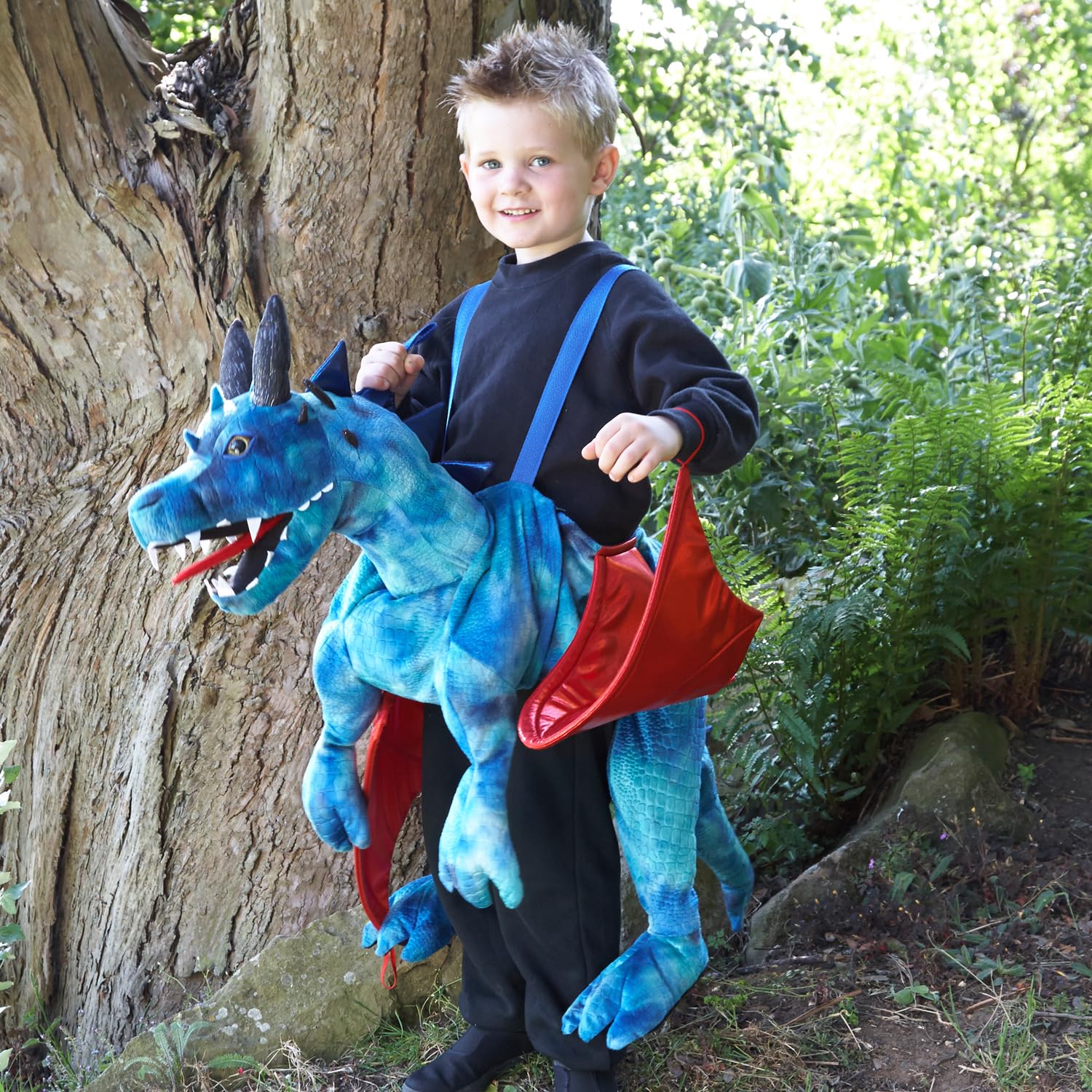 amscan RDR Dragon Ride-On kostium, chłopcy, dziewczęta, niebieski/zielony, dziecko 3 lata