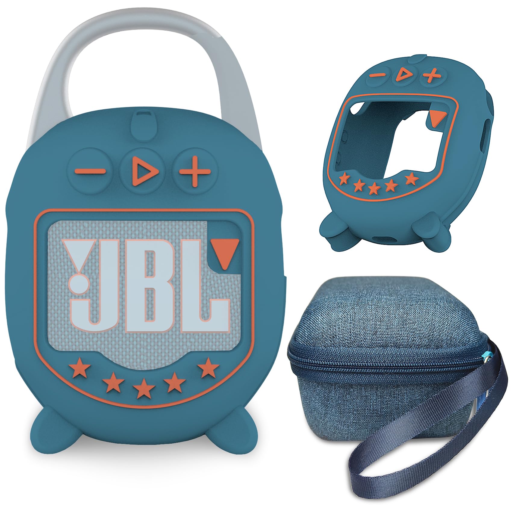 JCHPINE Hard Case and Silicone Cover for JBL Clip 5 Ultra Portable Bluetooth Speaker Accessories, Soft Silicone Case for JBL Clip 5 Speaker Stand Up