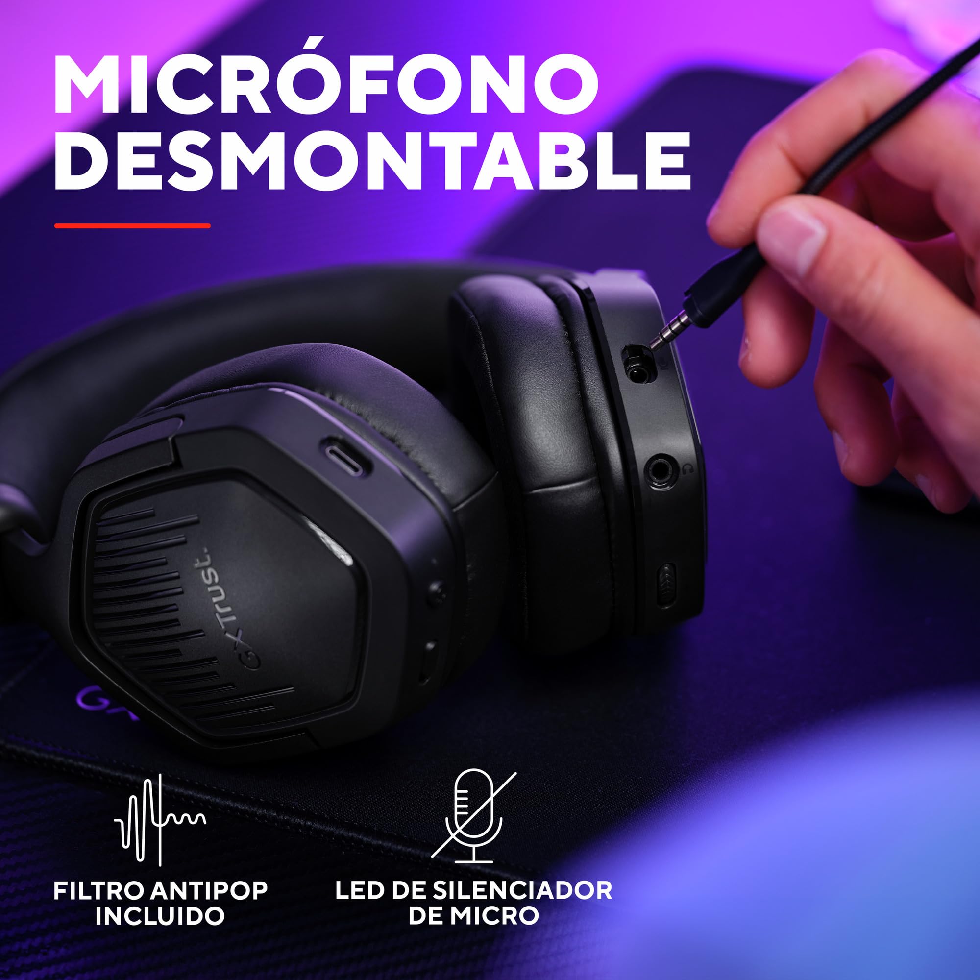 GXTrust 1493 Ravox Cascos Gaming Inalámbricos Bluetooth + 2.4GHz PS5 PS4 PC Switch Xbox Mobile, Altavoces 50mm, Batería de 70 Horas, Baja Latencia, Auriculares Inalámbricos Over-Ear, Negro
