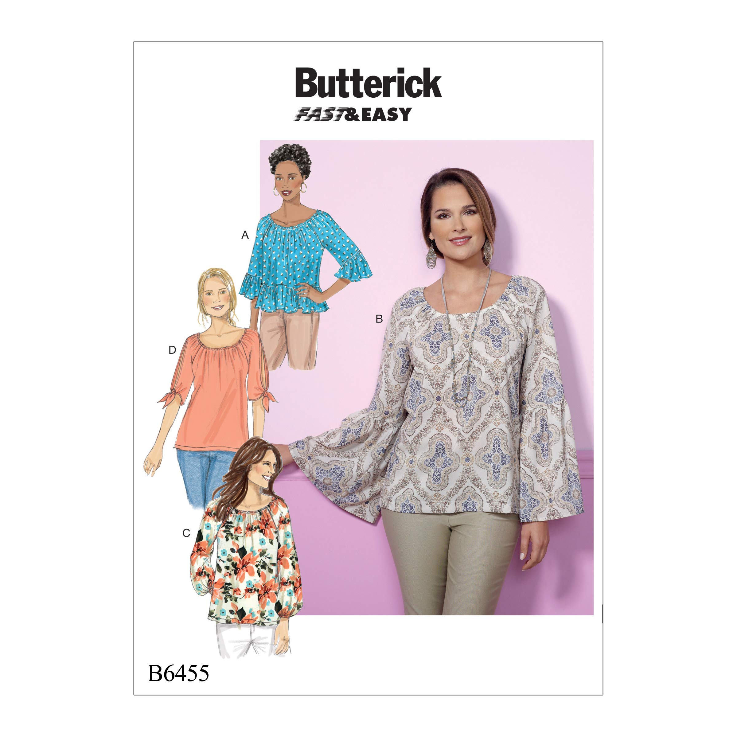 Butterick Patterns 6455 ZZ,Misses Top,Sizes LRG-XXL, Multicoloured
