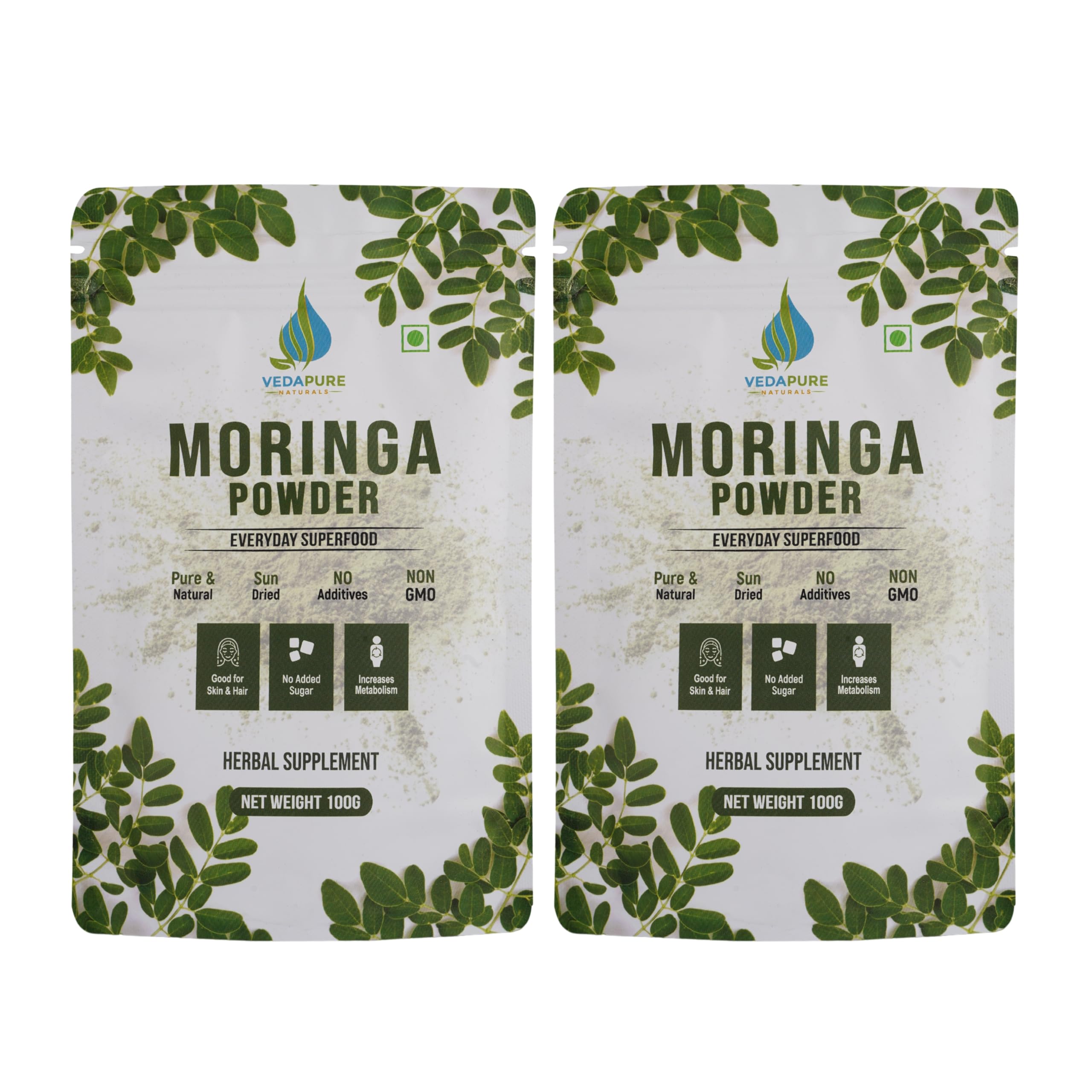 Vedapure Natural & Pure Moringa Leaf Powder | Moringa Powder for Skin & Hair Health | Herbal Supplement | Antioxidant Rich | Support Digestion & Weight Wellness | - 200 GM (Pack of 2) (B0D9GY1B5D) Amazon Price History, Amazon Price Tracker