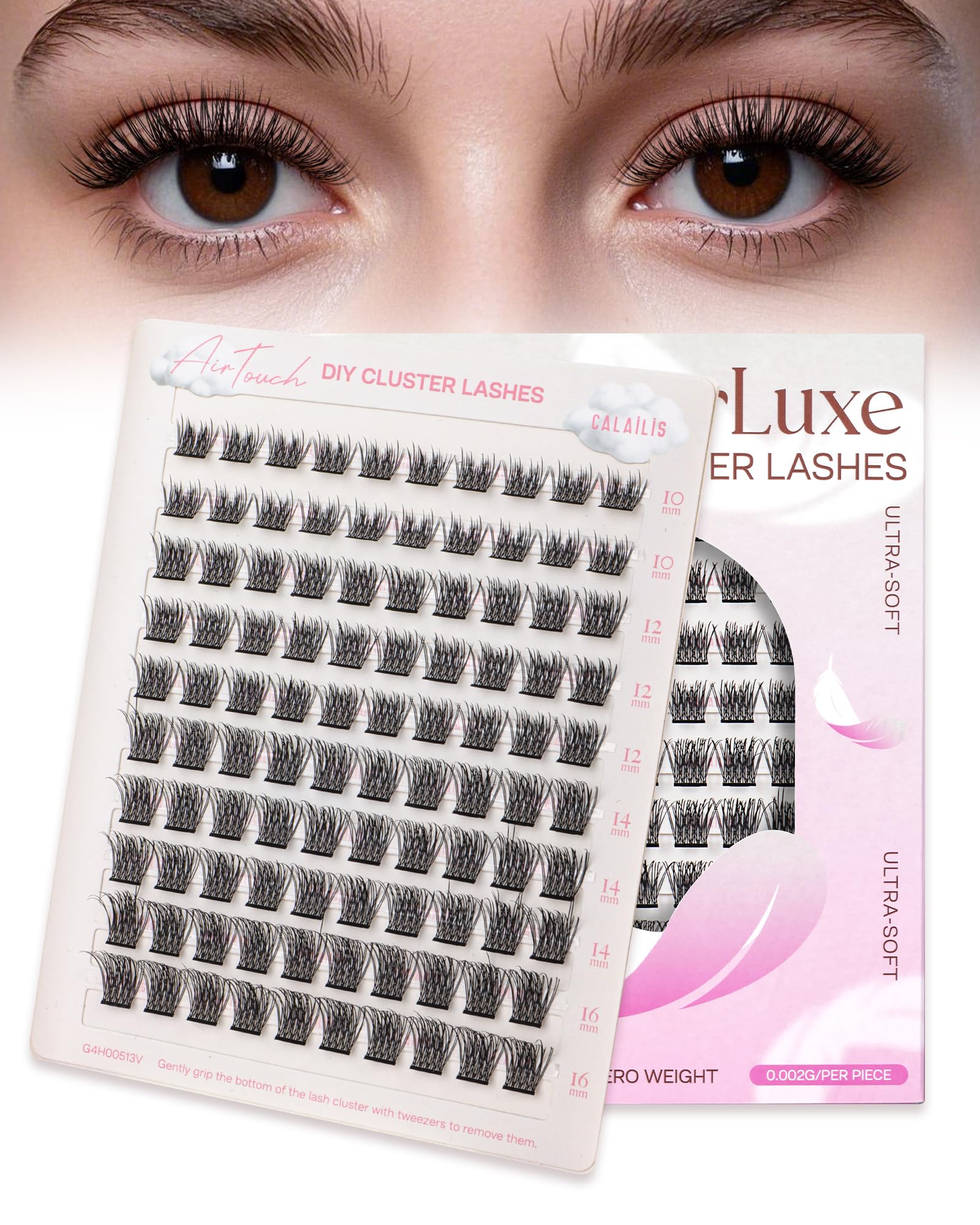 CALAILIS Wimpern Extensions 100 Pcs Einzelne Wimpern Superdünn Super Leicht Super Weichund ohne Belastung DIY Cluster Lashes Bequem den Ganzen Tag zu Tragen (S103)