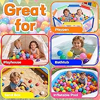 Vista 4 de Paquete de 100, 200, 500 pelotas para alberca de bolas, set de estrellas y redondas, sin BPA, sin ftalatos, no tóxico, a prueba de aplastamiento
