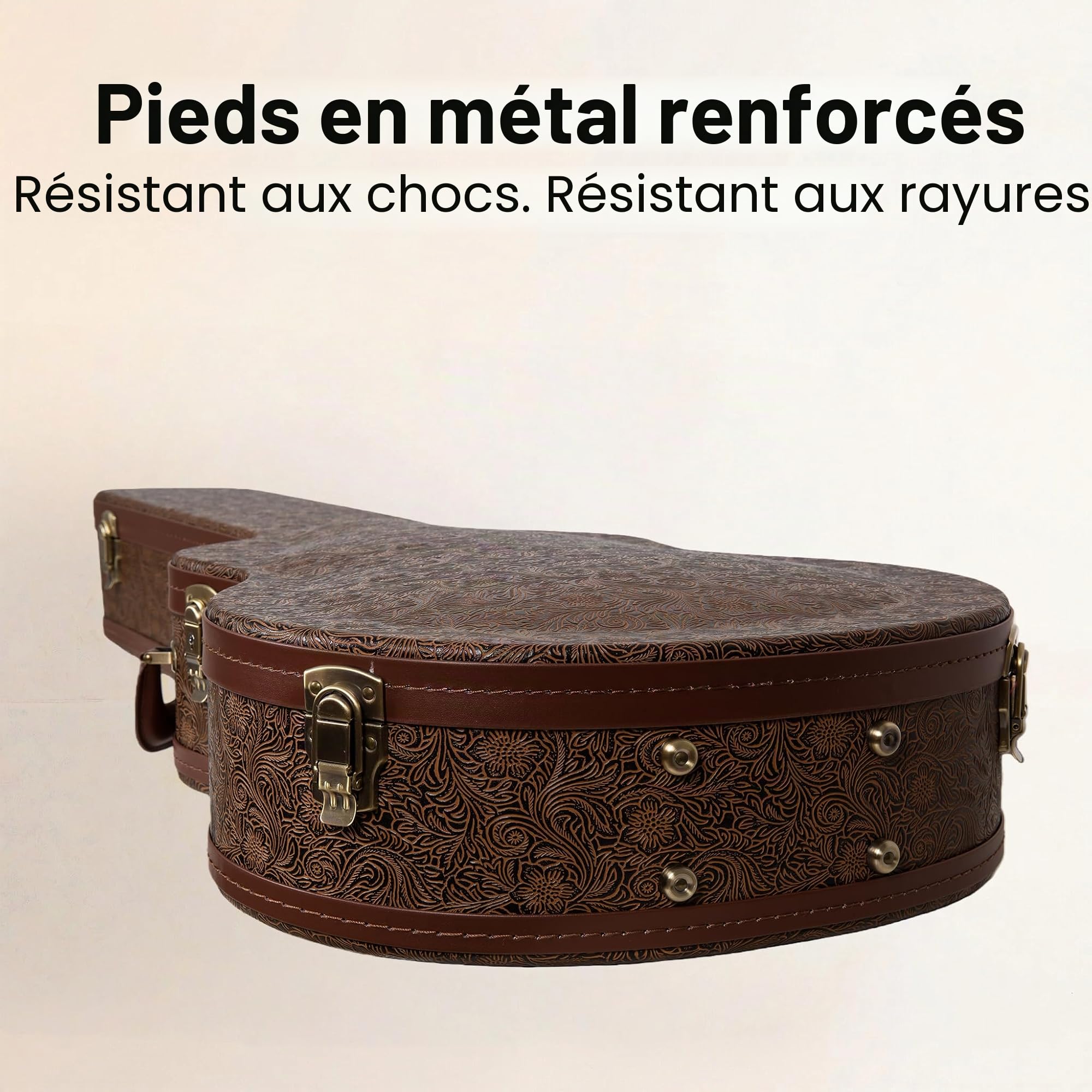 Crossrock Étui Rigide en Bois pour Guitare Classique 4/4 | Finition Cuir synthétique Blossom Brown, intérieur Velours Vert forêt, Serrure – Designer Series