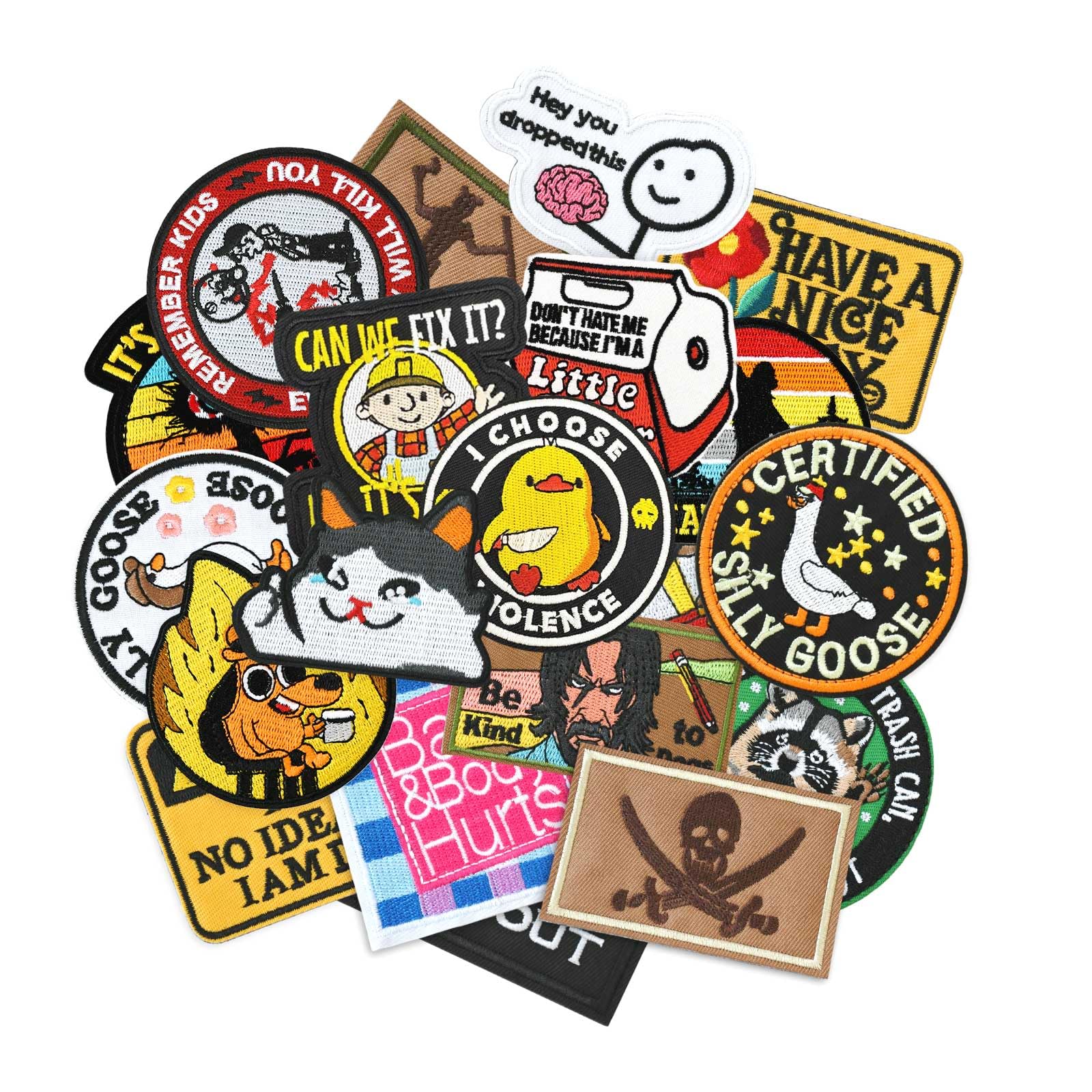21 Pieces Tactical Morale Patch Bundle, Full Embroidery Loop and Hook Patches Set, Funny Meme Embroidered Patches for Clothing, Backpacks, Caps, Bags, Vest, Military Uniforms and Tactical Gears