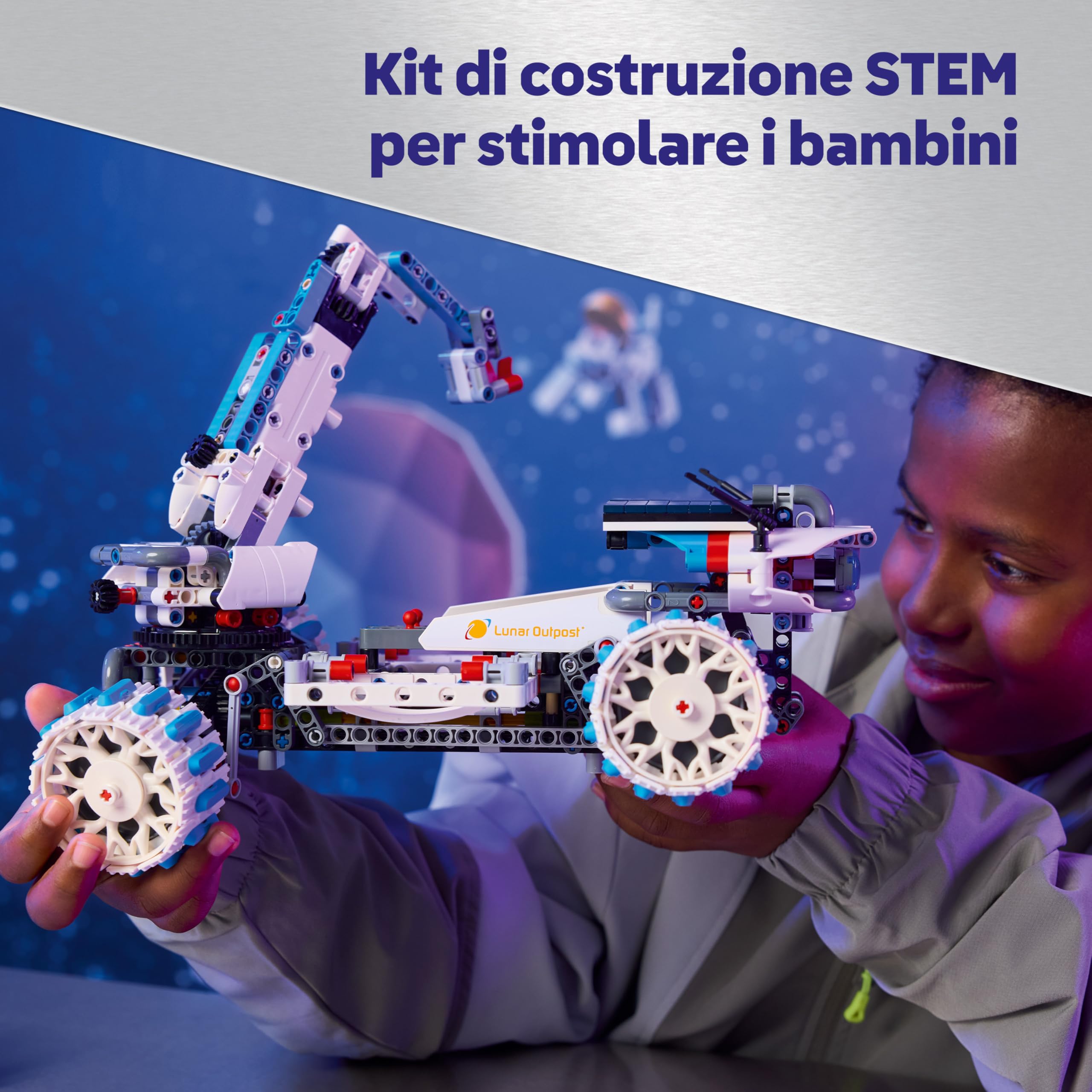 LEGO Technic Veicolo Spaziale Rover Lunare Lunar Outpost - Giocattolo Interattivo STEM con Braccio, Pannelli Solari e Modello di Robot - Regalo di Compleanno per Bambini e Bambine da 10 Anni - 42211