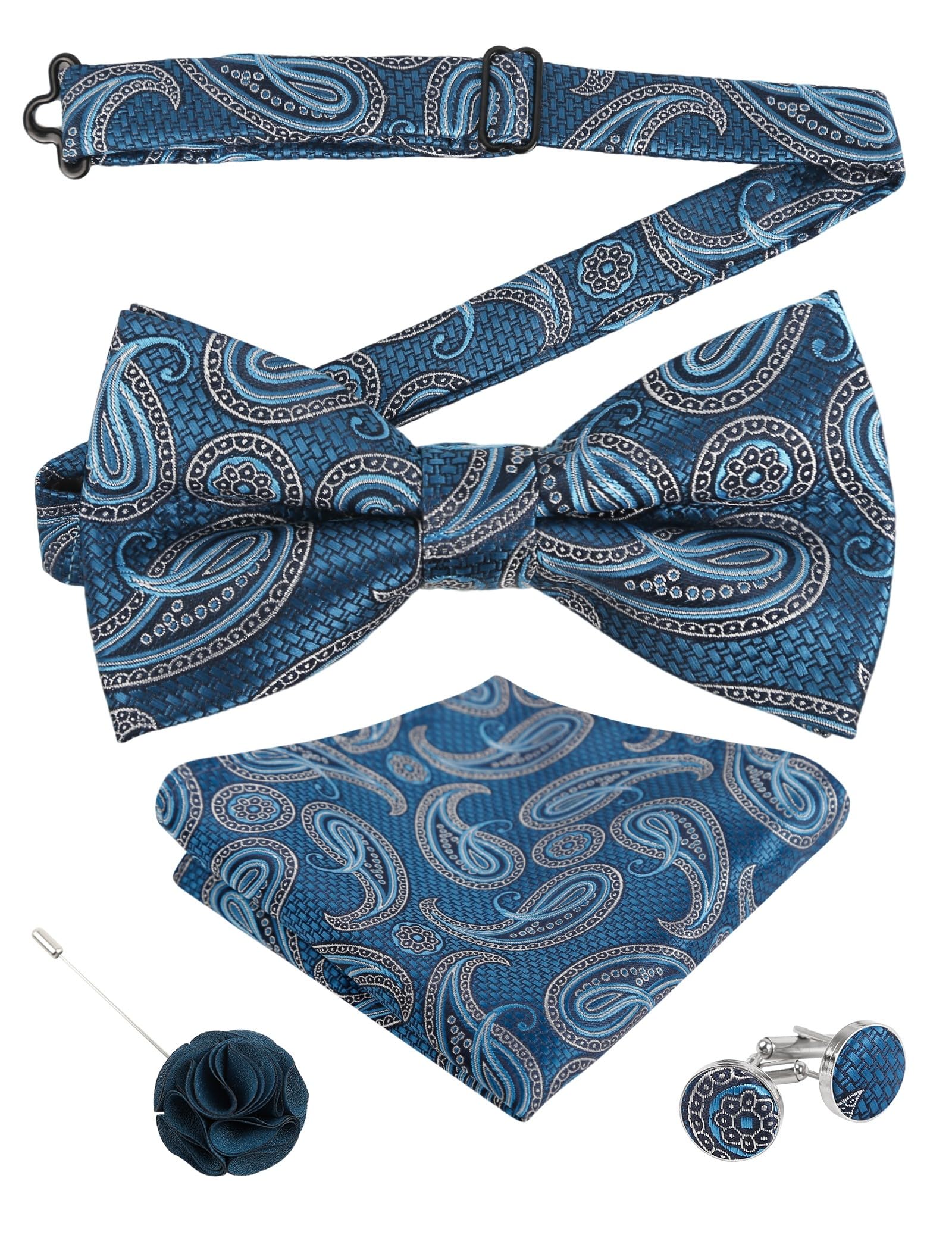 Alizeal Mens 4pcs Vintage Paisley Bow Tie Set