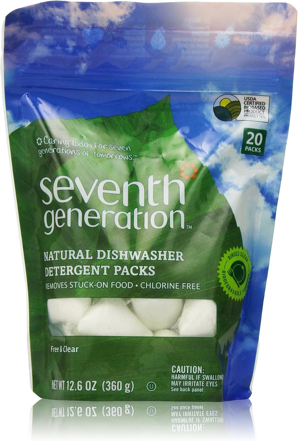 Seventh Generation Auto Dish Packs, Free and Clear, 20 Count