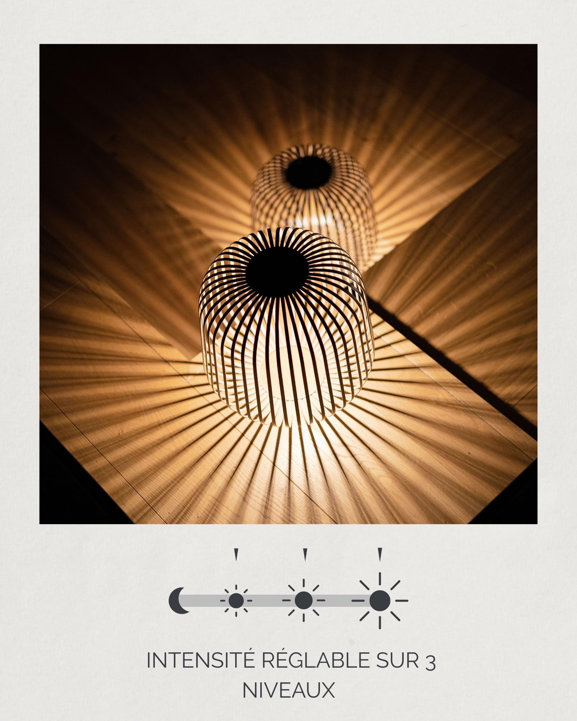 LUUK Studio Lanterne Solaire Grande, Rechargeable Lampe de Terrasse, sans fil étanchéité IP65 pour usage intérieur et extérieur, Decoration jardin, Eclairage Balcon, Lumière dimmable, Beige sable