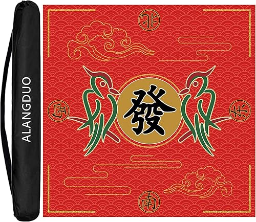 Miniatura 45 de Tapete Mahjong grande con bolsa de transporte, antideslizante y reducción de ruido, tapete de mesa Mahjong para juegos de póquer, tarjetas, mesa