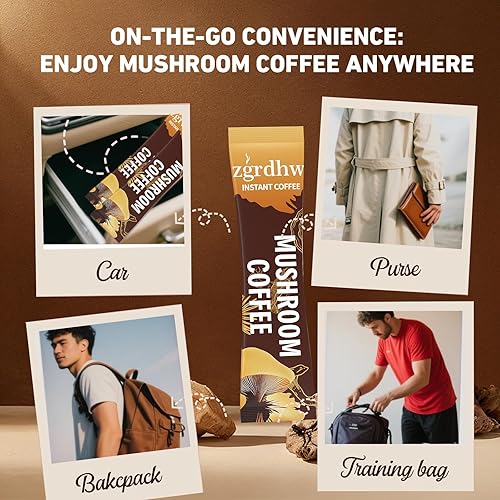 Miniatura 7 de Mushroom Coffee - Café orgánico de hongos con Cordyceps, Reish, trompeta King, Shitake, cola de pavo, café instantáneo de melena de león para