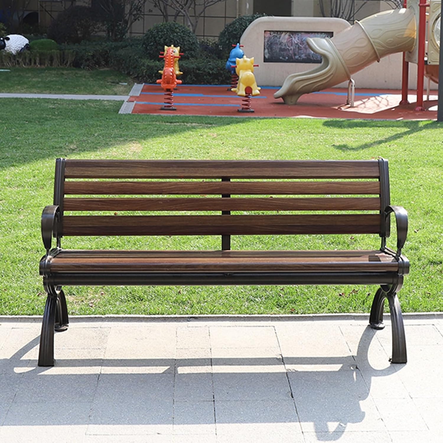 Carbon Fiber Outdoor Park Chair - Durable Fiberglass Garden Bench, All-Weather Rainproof & Sunscreen, Double Leisure Seat (150x40x73cm) for Backyard & Patio