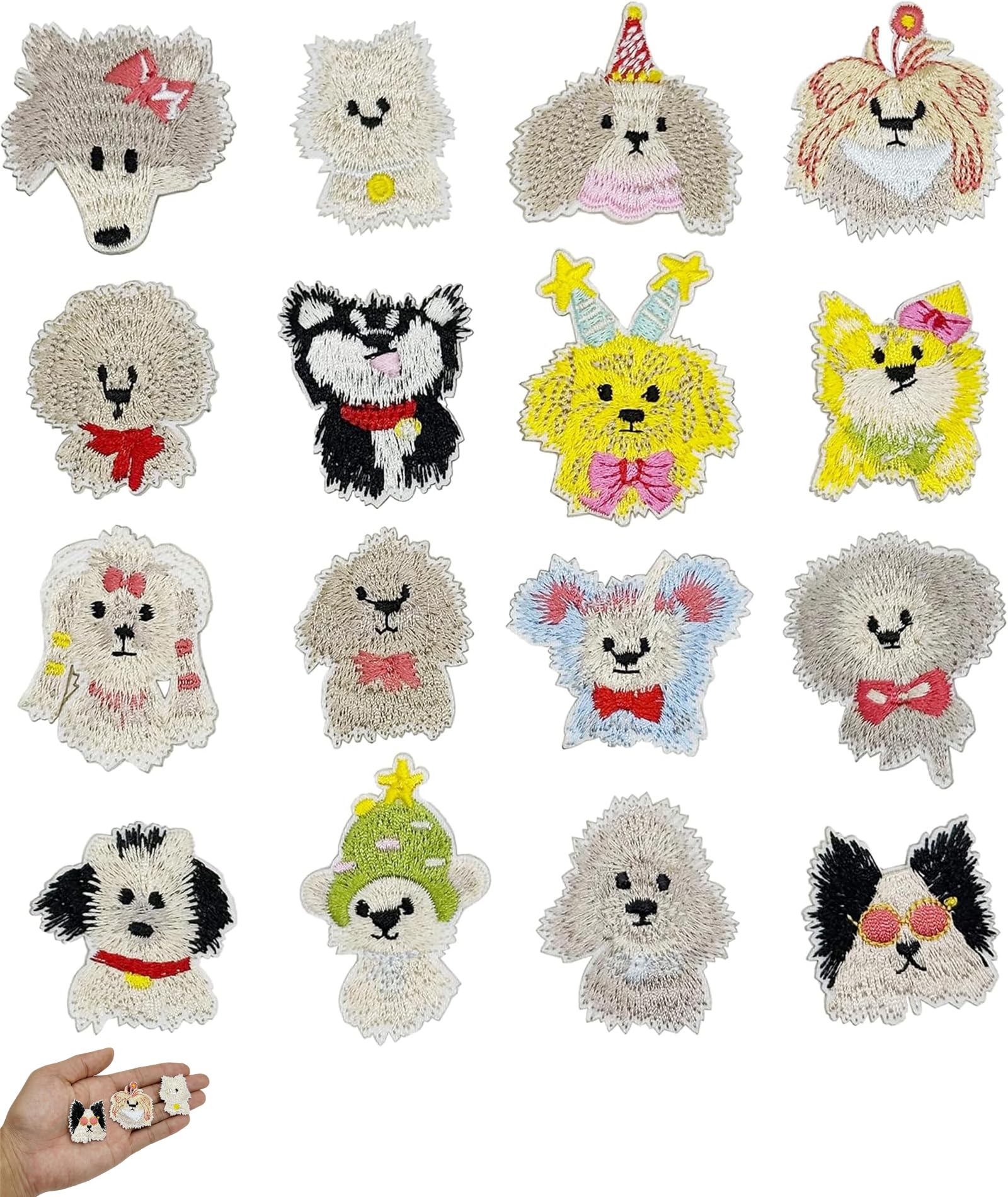 16PCS Embroidery Patches for Clothing, Patch for Clothes, Cloth Stickers Patch, DIY Embroidered Appliques for Jeans Jackets Hats Backpacks, Cute Cartoon Dog Patches-image-13