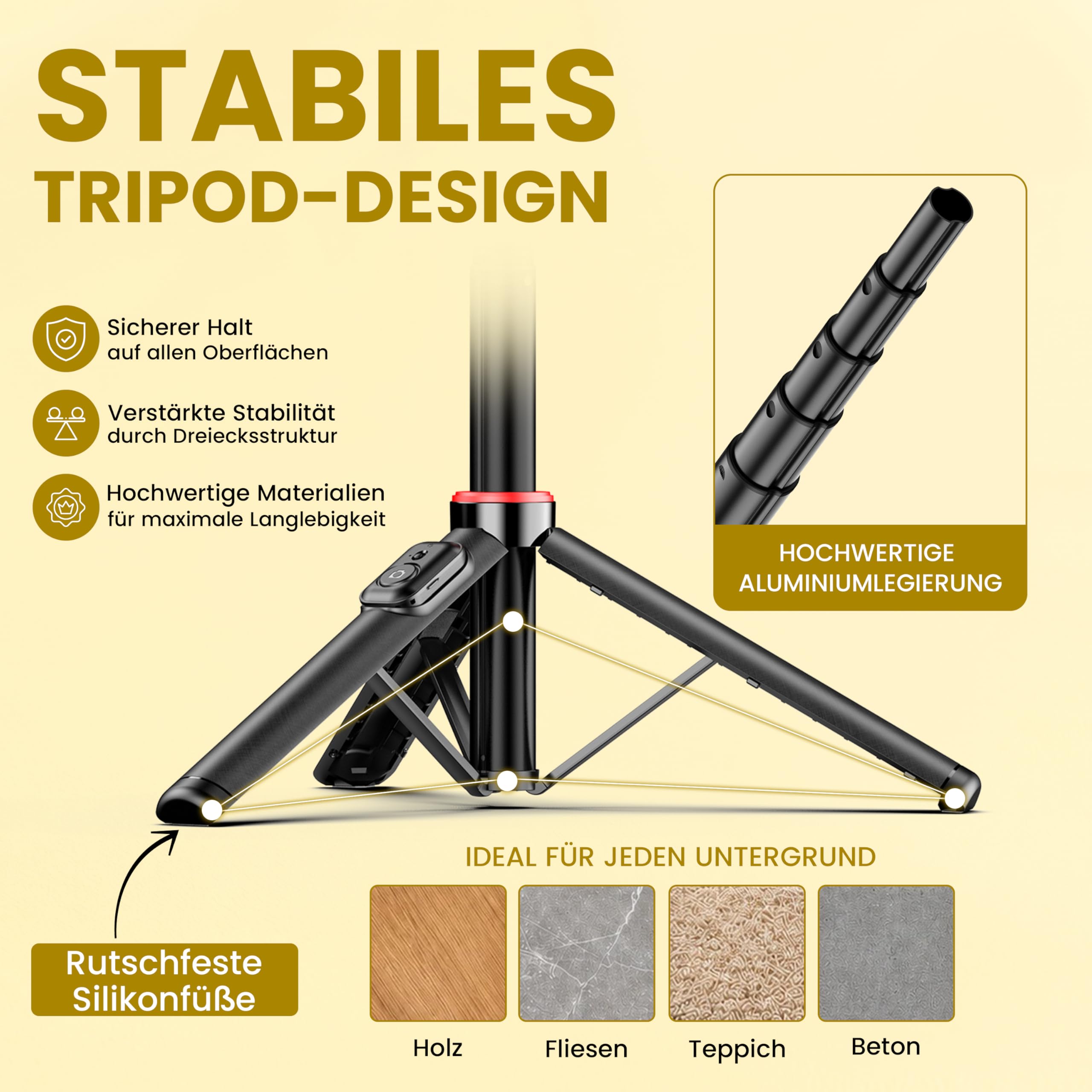 Amayo - Palo selfie magnético con soporte para MagSafe para smartphone, trípode Bluetooth con control remoto, soporte magnético para selfie stick, accesorio magnético para iPhone 15, 16, 17, Huawei