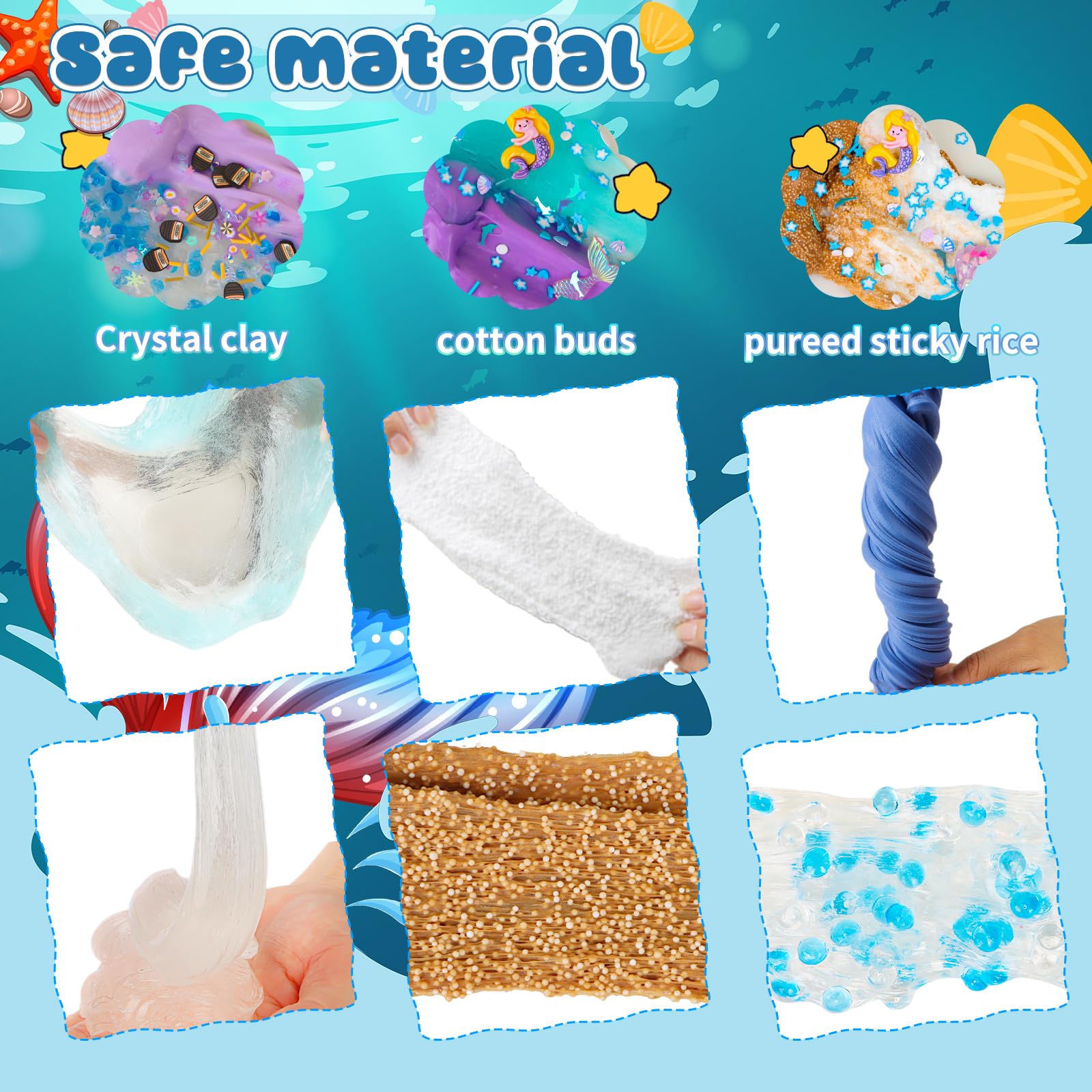 6 Pack Slime Making Kit with Fun Accessories, Soft Non-Sticky Fluffy Butter Cloud Slimes - Image 3