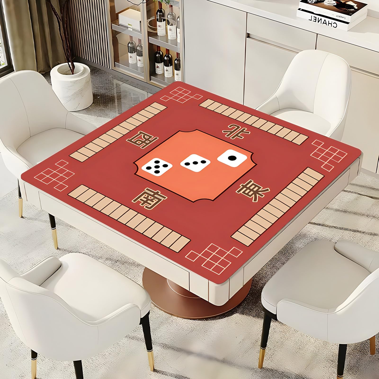 Tapis de Poker, Tapis de Table Majiang, Tapis mah-Jong carré Rouge for(60 * 60cm (23.62 * 23.62 in))