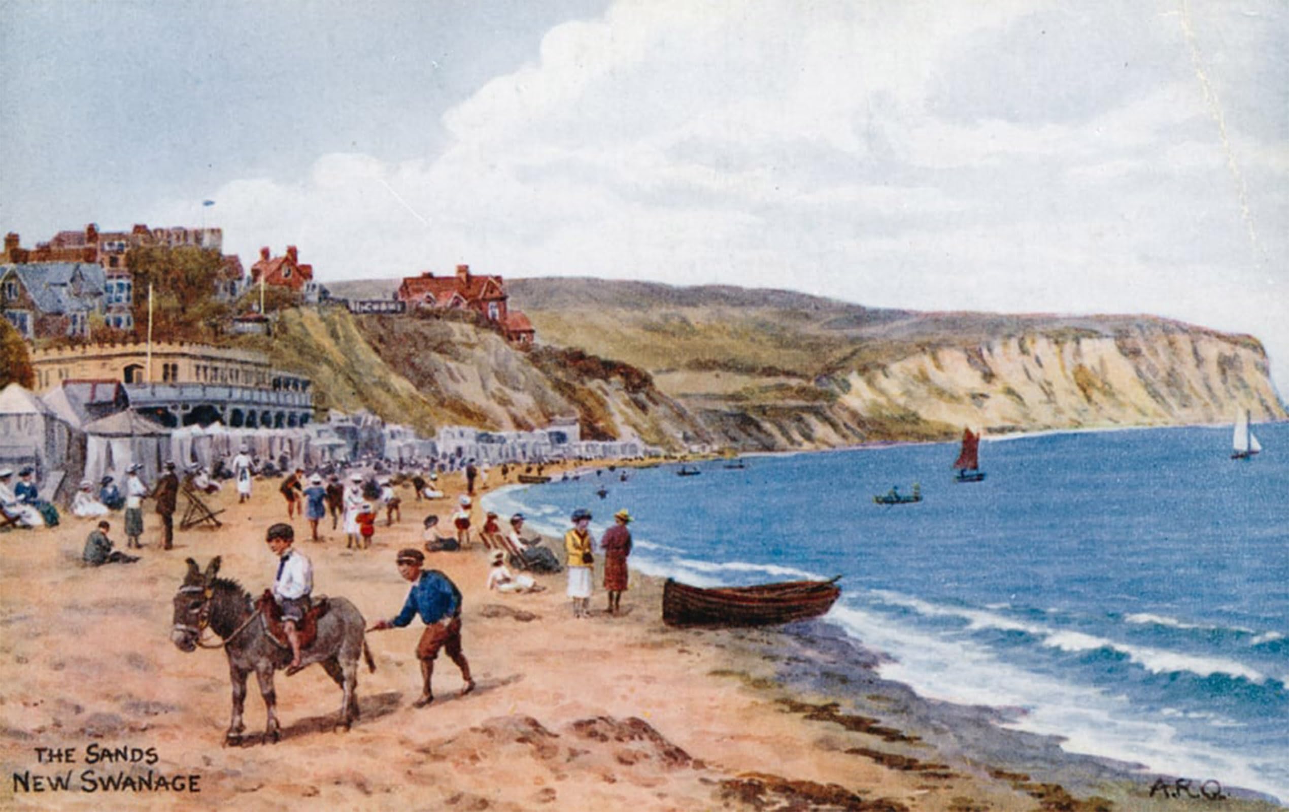 ARTXLXXBN Famous Art Print Poster Vintage Wall Art the Sands New Swanage by Alfred Robert Quinton Canvas Art Poster for Home Decor 60x90cm