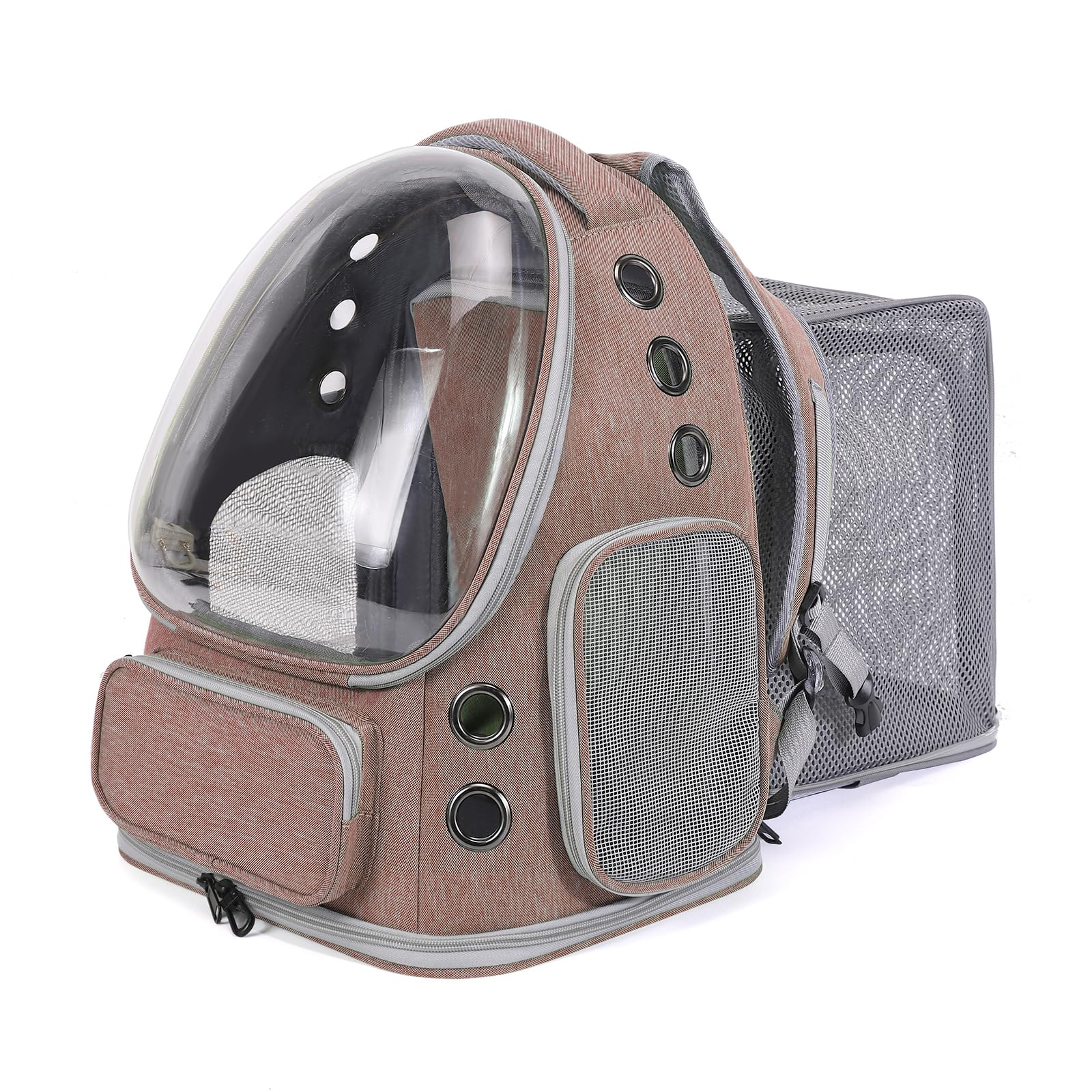 GixDix Cat Backpack Carrier for Large Cats, Expandable Cat Bubble Backpack, Dog Carriers for Small Medium Dogs, Airline Approved Pet Carrier for Travel Hiking Outdoor(Brown)