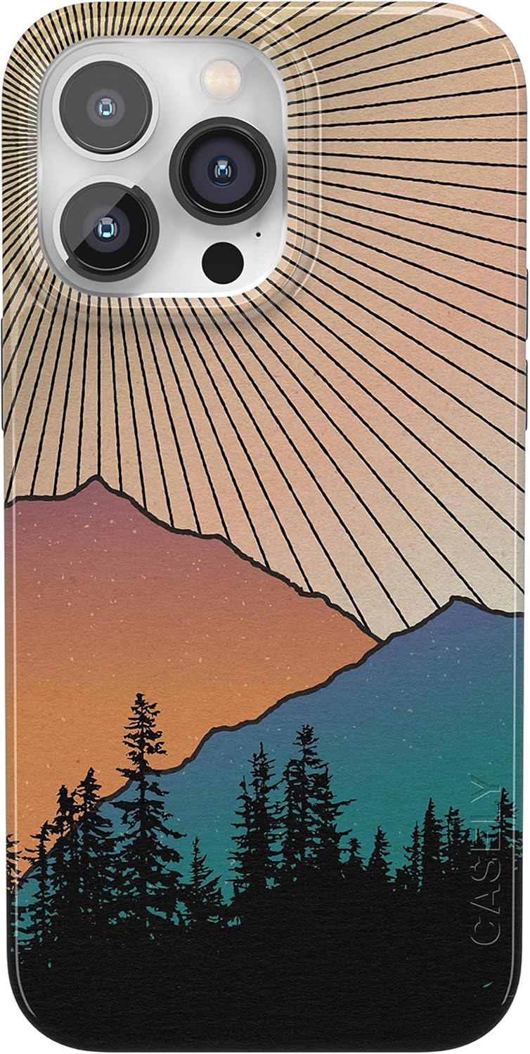 Casely iPhone 14 Pro Max Case | Golden Hour | Mountain Sunset | Compatible with MagSafe | Classic Ultra Slim Design