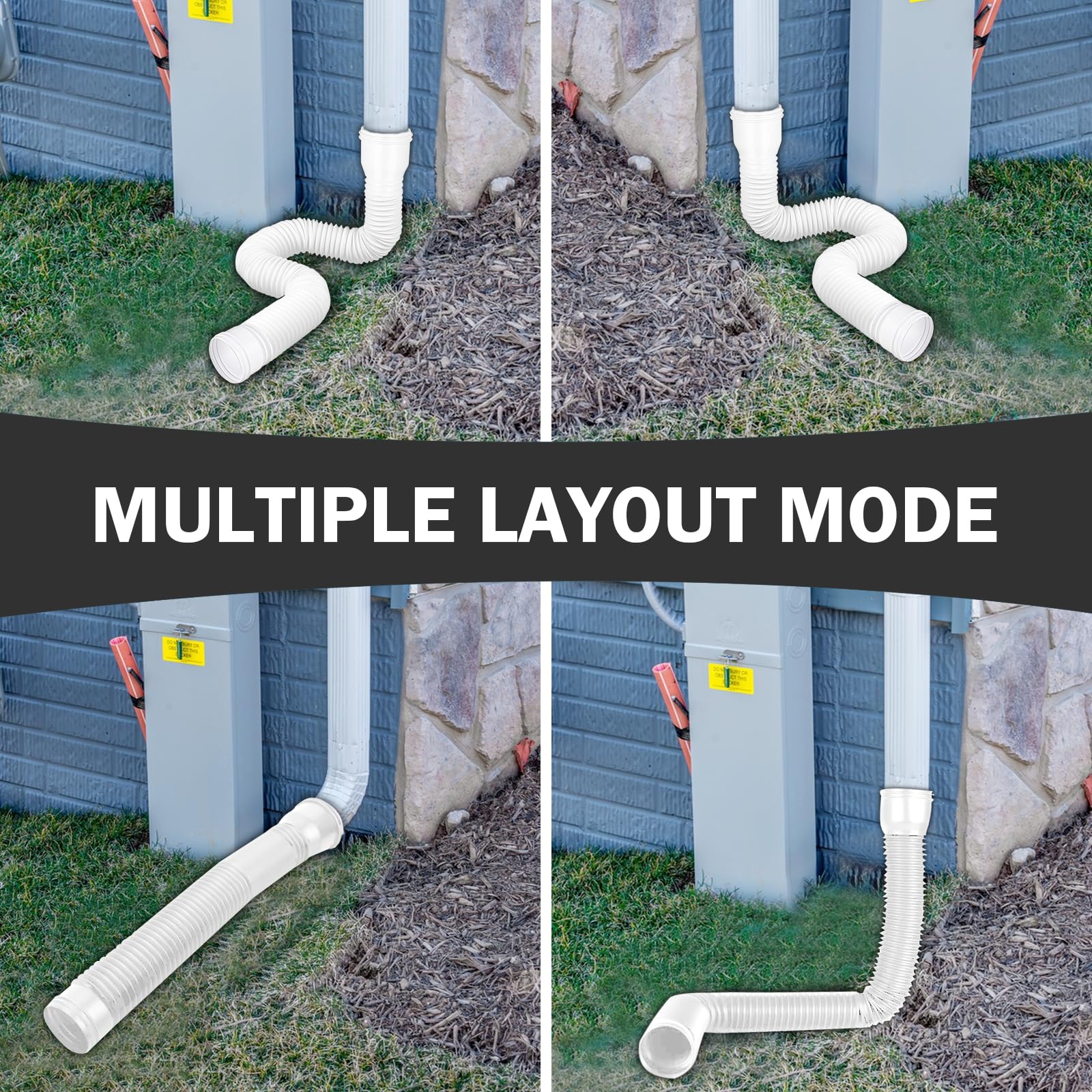 1 pieza de extensión flexible para canalones y bajantes, 80/100 mm extensible para canalon de 47 a 150 cm, extensión canalones pvc para lluvia tejado, blanco