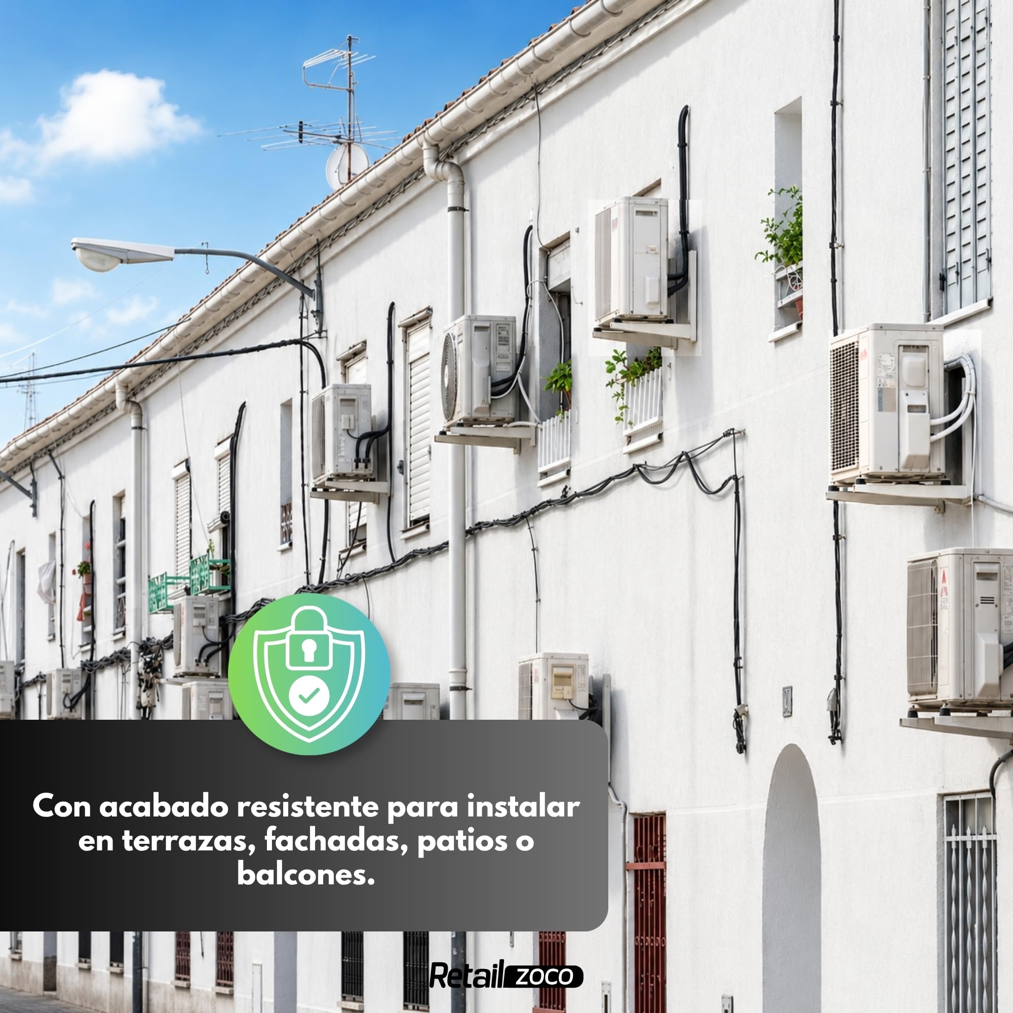 Soportes Unidad Exterior Aire Acondicionado, Soporte pared maquina de aire estructura soldada, Tamaño Alto 500 x Largo 450 x Ancho 60mm, Incluye pack 4 unidades Silentblock A-35 antivibradores