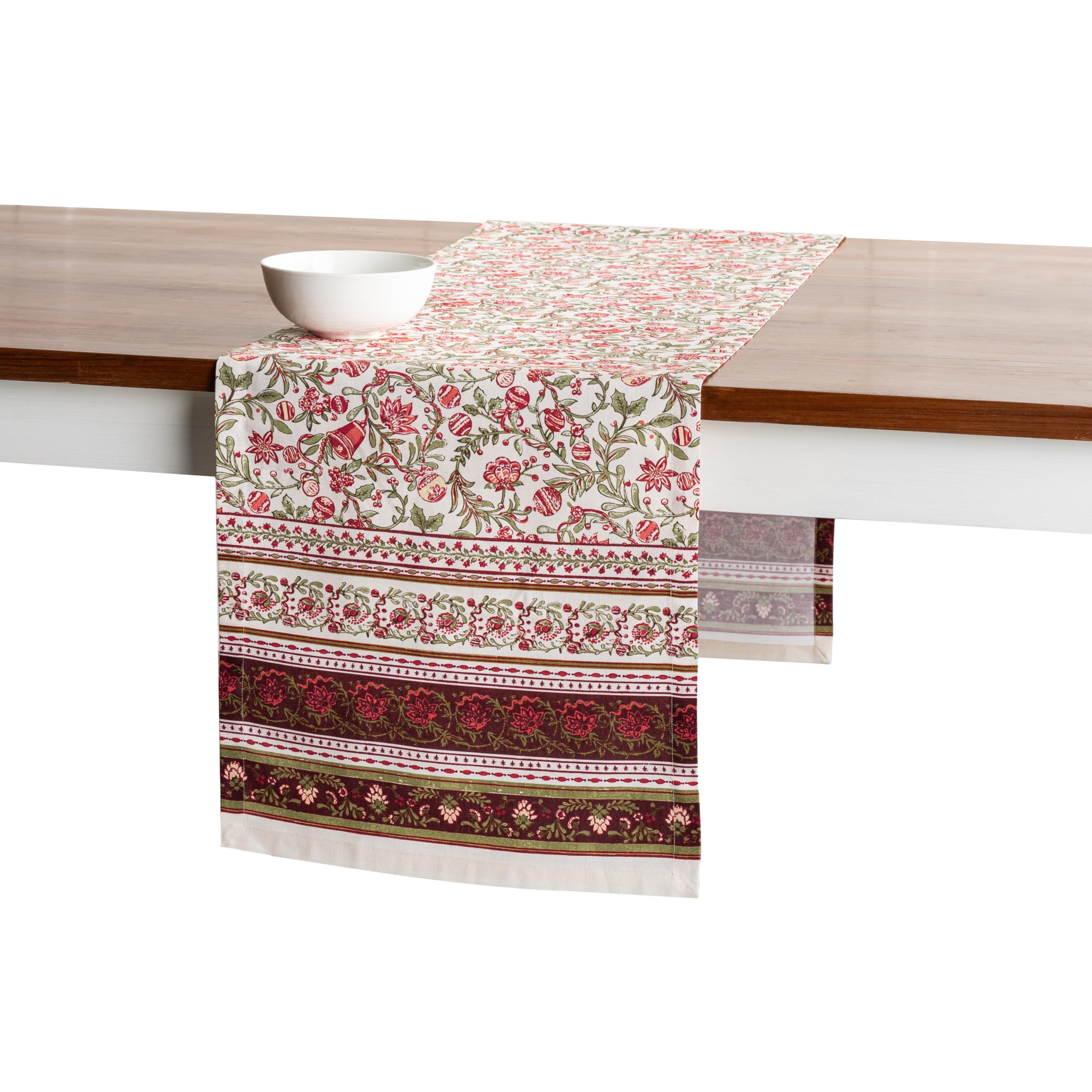 Maison d' Hermine Table runner 100% Cotton Single Layer Table Runners 230 CM long for Christmas Decorations Home Kitchen Dining Party Wedding Bridal Shower (Reveillon AU Jardin