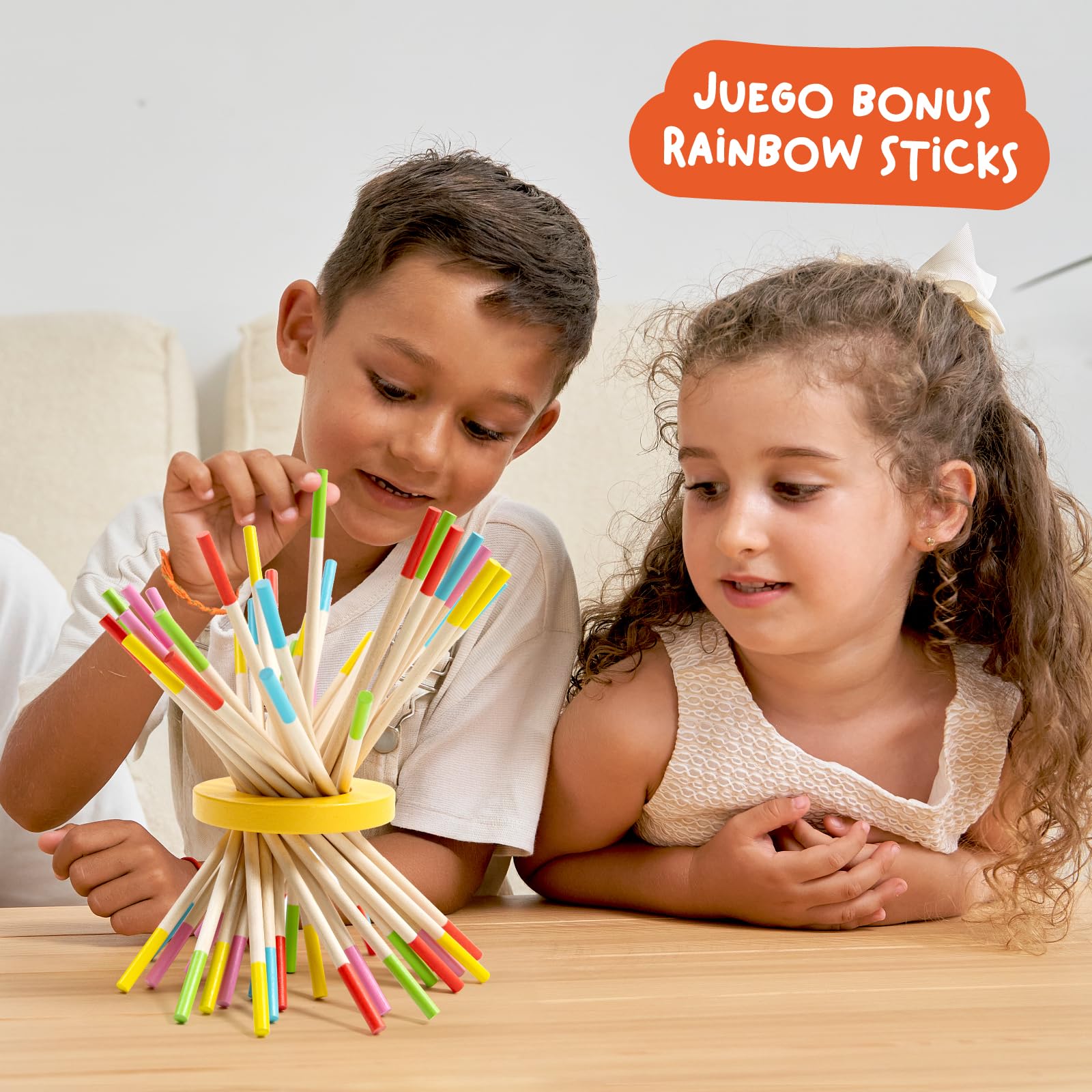 Nene Toys BEEFALL, Juego Montessori 4-en-1 para Niños 3-9 Años - Juguete Educativo de Madera con Colmena, 12 Abejas, Palitos de Colores, Dados y Cartas - Juego Familiar para el Desarrollo Cognitivo